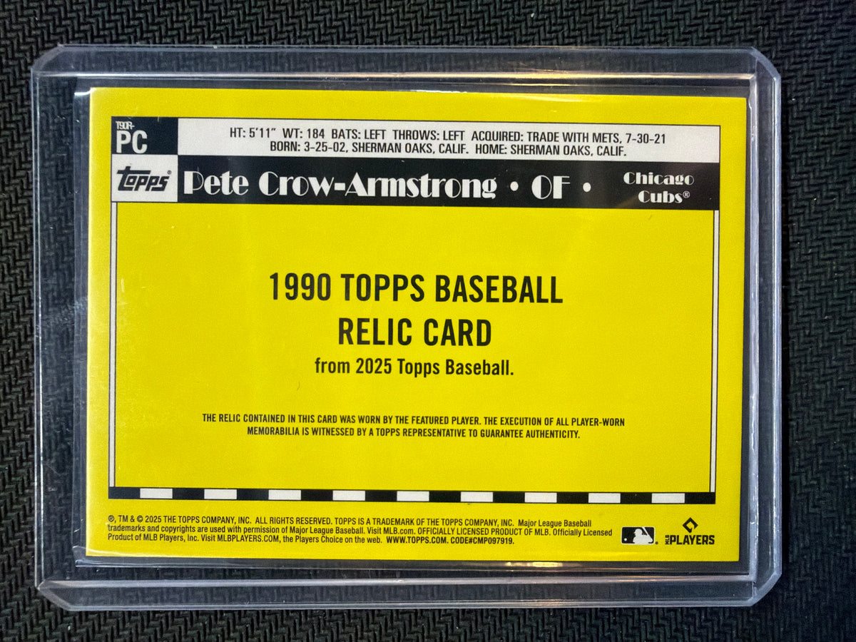 2025 Topps Pete Crow-Armstrong Rookie Patch 1990 Relic Cubs