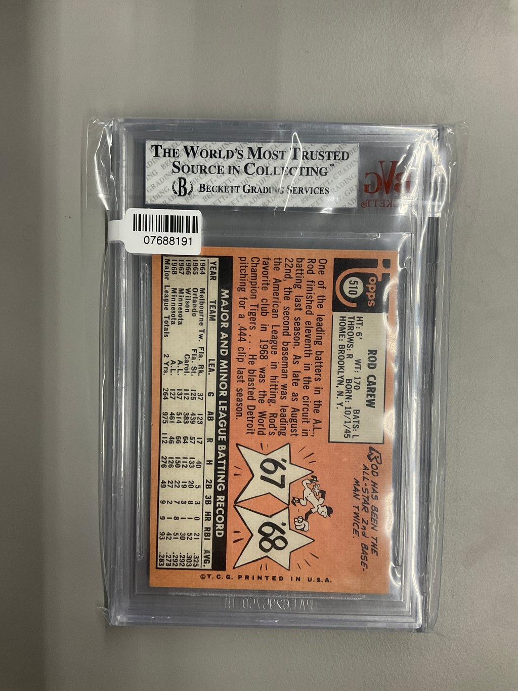 1969 Topps #510 Rod Carew BVG 5.5 Twins