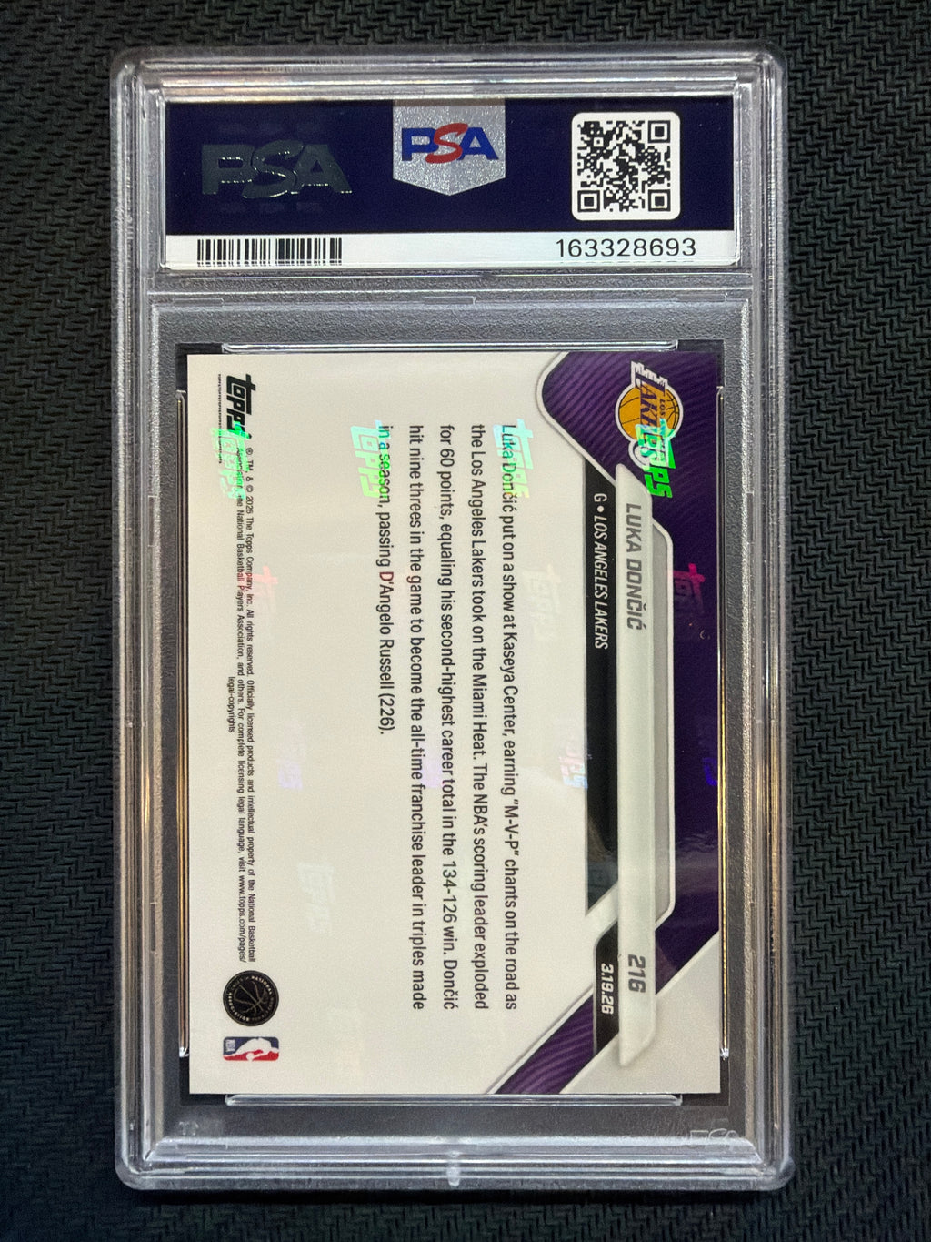 2025 Topps Now Luka Doncic #216 PSA 9 Lakers 693