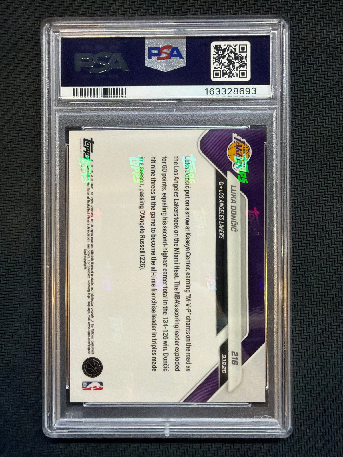 2025 Topps Now Luka Doncic #216 PSA 9 Lakers 693