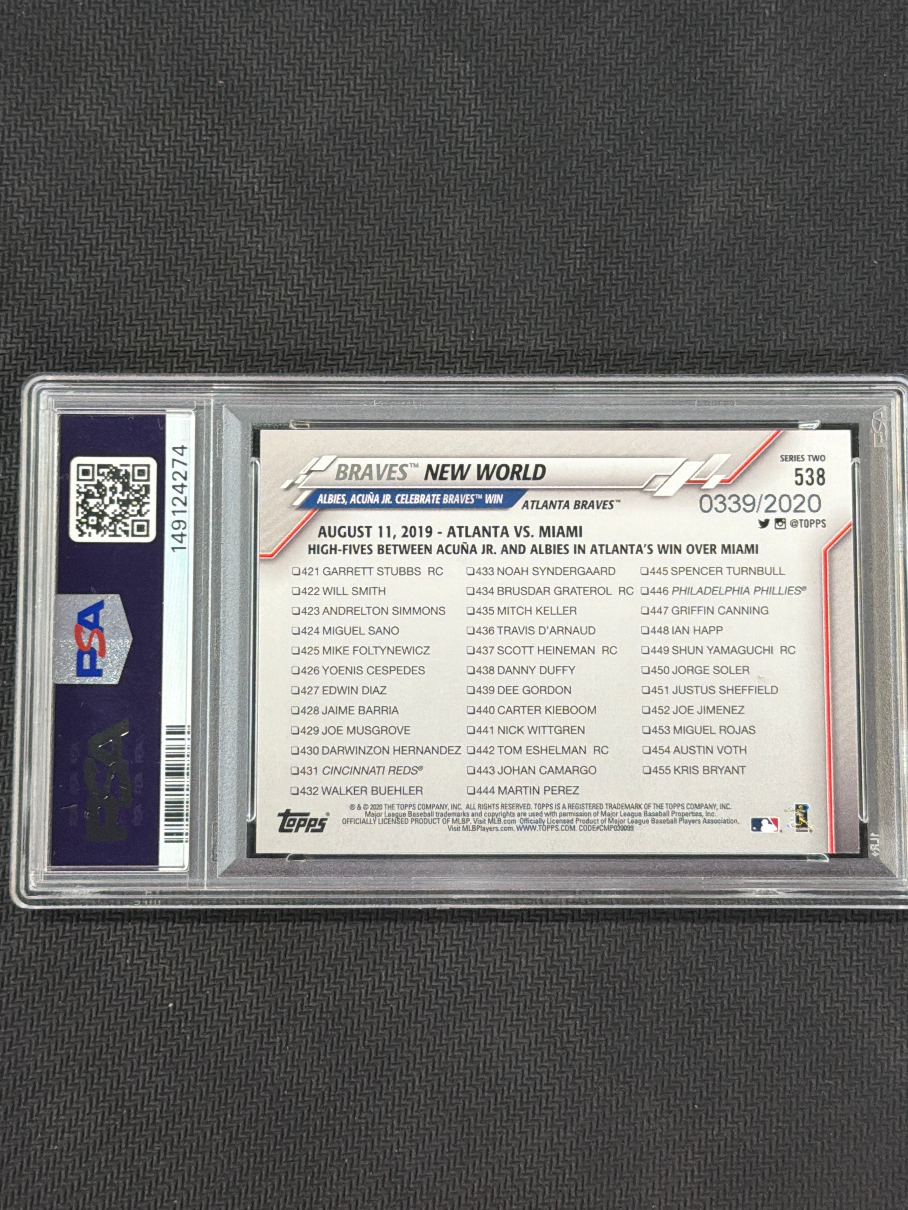 2020 Topps Ozzie Albies Ronald Acuna Jr. Gold /2020 PSA 7