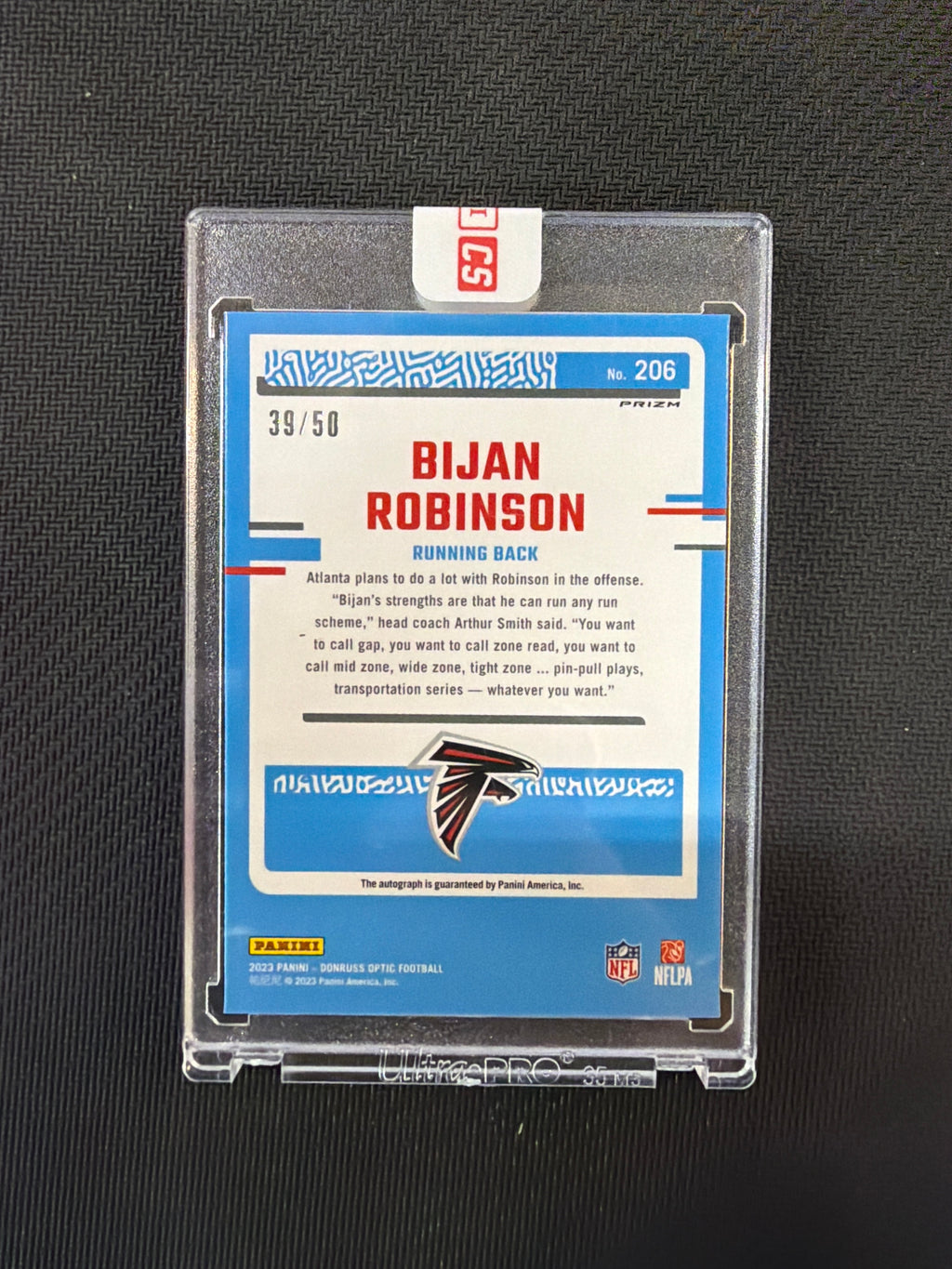 2023 Donruss Optic Bijan Robinson Pink Velocity Auto /50 Falcons