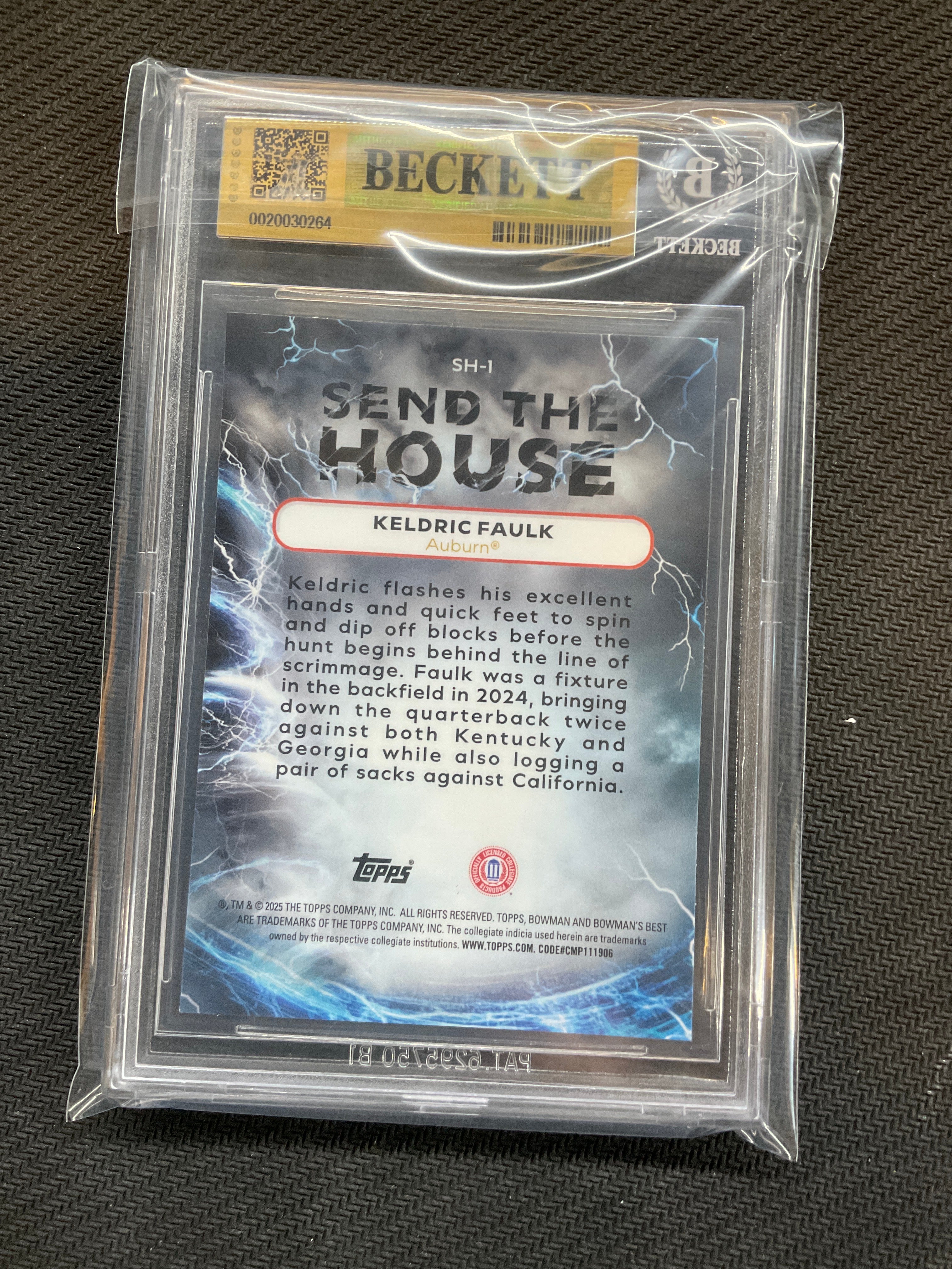 2025 Bowman U Best Keldric Faulk Rookie Send The House BGS 9.5 Auburn