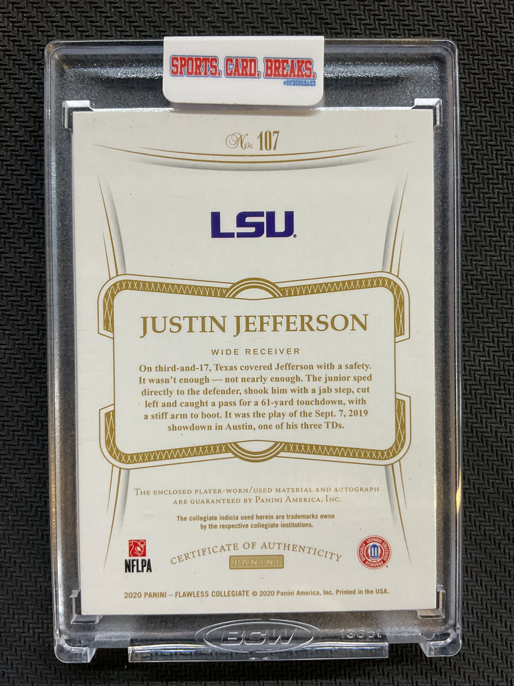2020 Panini Collegiate Flawless Justin Jefferson RPA Ruby /20 LSU