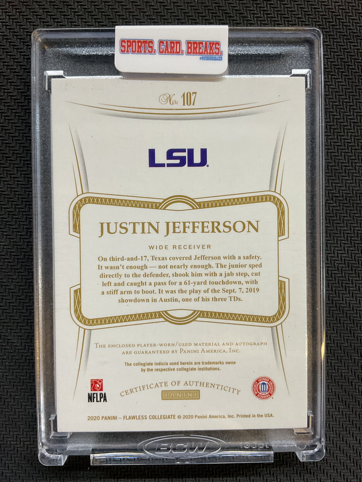 2020 Panini Collegiate Flawless Justin Jefferson RPA Ruby /20 LSU