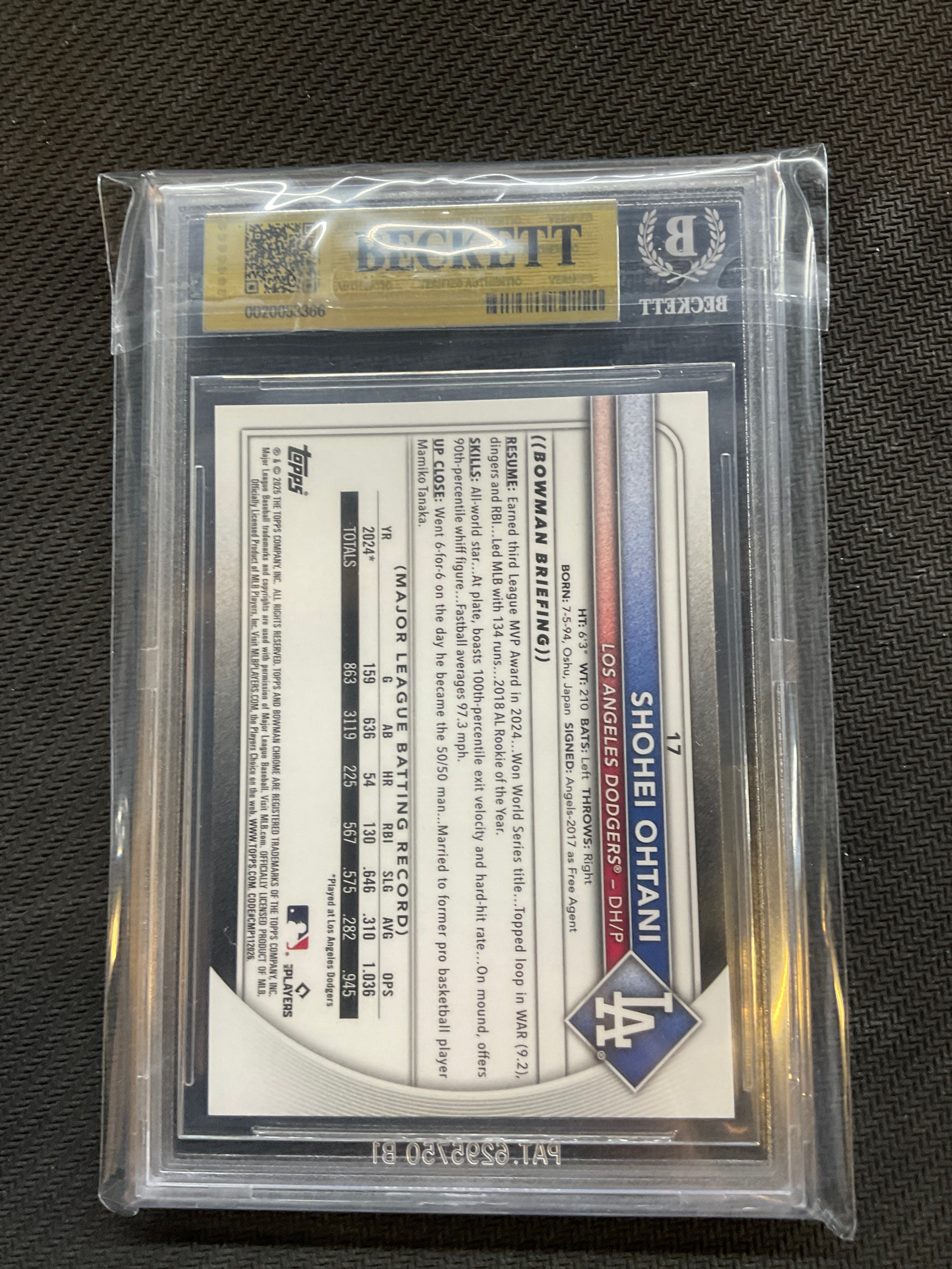 2025 Bowman Chrome Shohei Ohtani #17 BGS 9.5 Dodgers