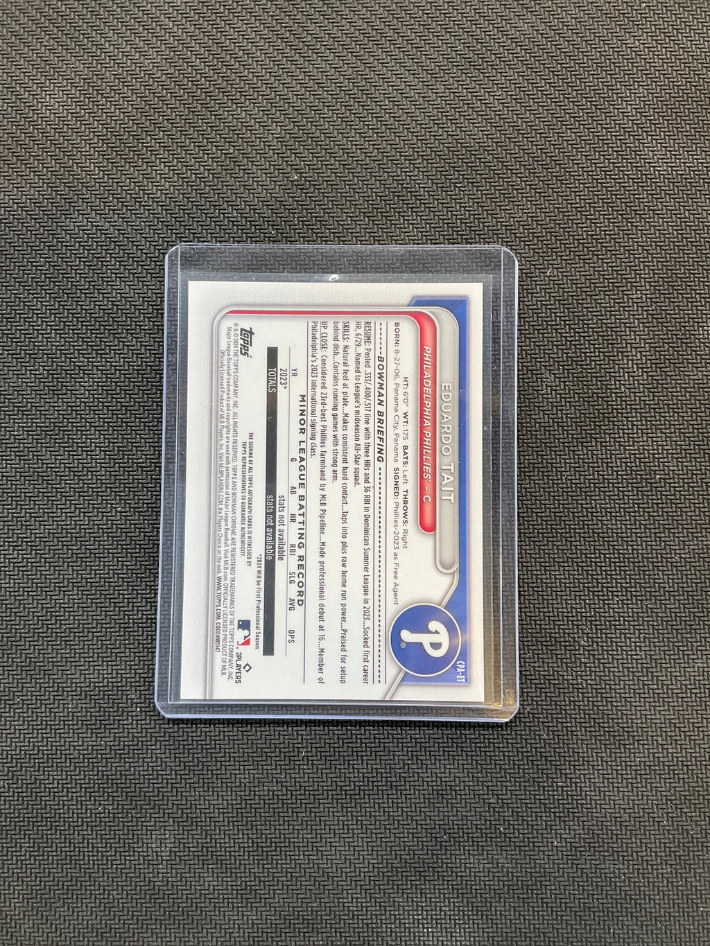 2024 Bowman Chrome Eduardo Tait Auto Purple /250 Phillies