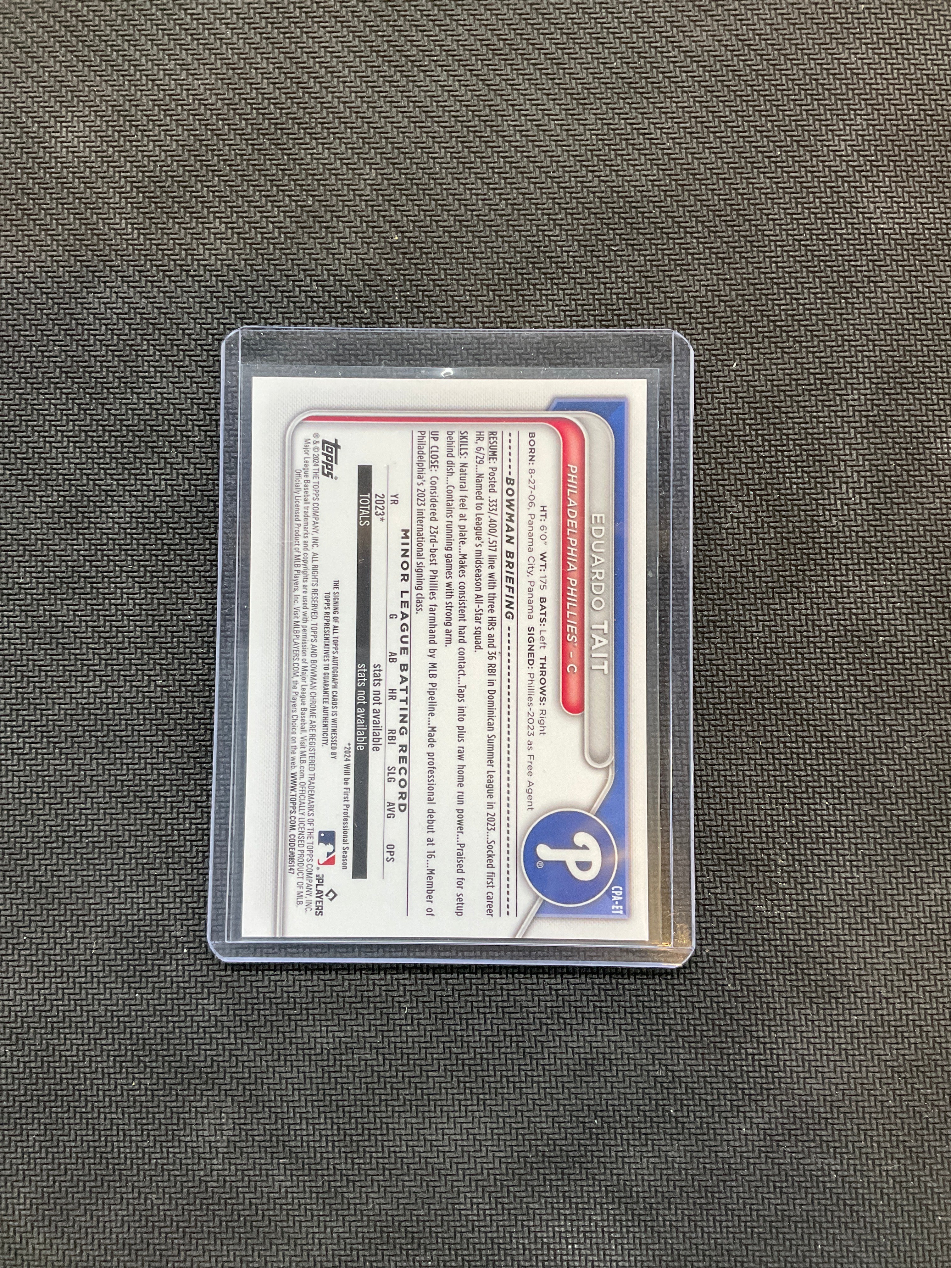 2024 Bowman Chrome Eduardo Tait Auto Purple /250 Phillies