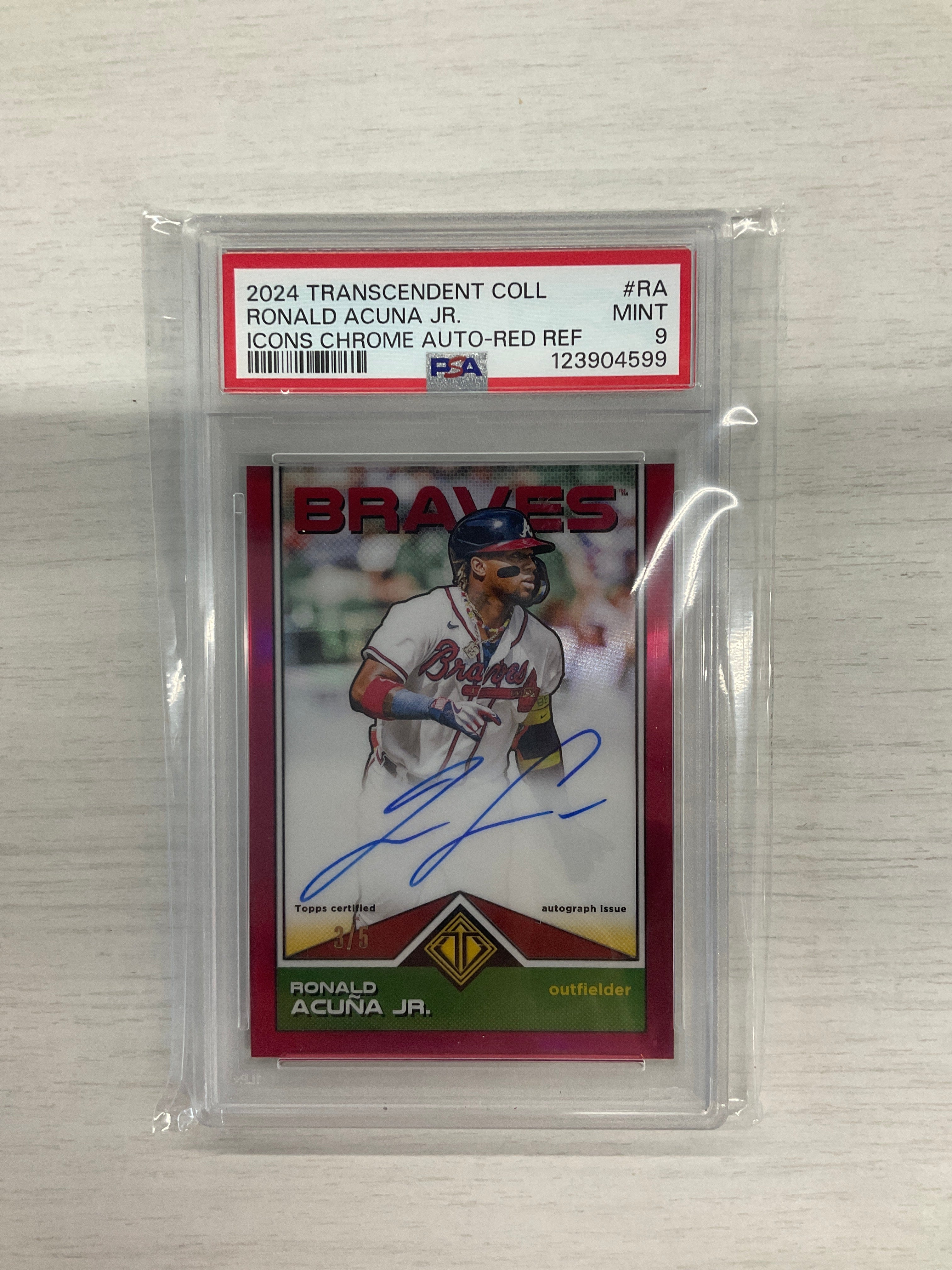 2024 Topps Transcendent Ronald Acuna Jr. Red Auto /5 PSA 9