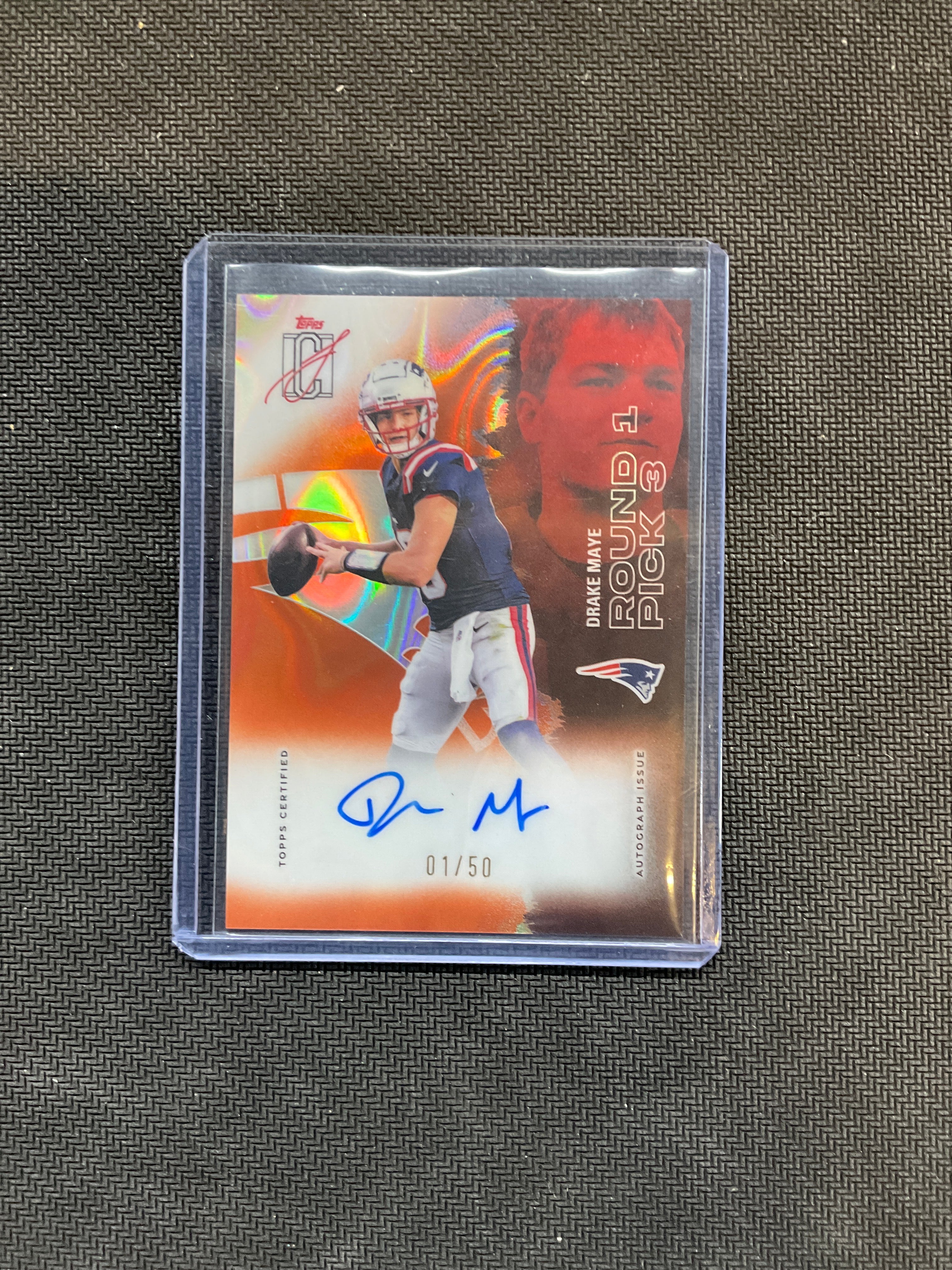 2025 Topps Signature Class Drake Maye Orange Lava Auto /50 Patriots
