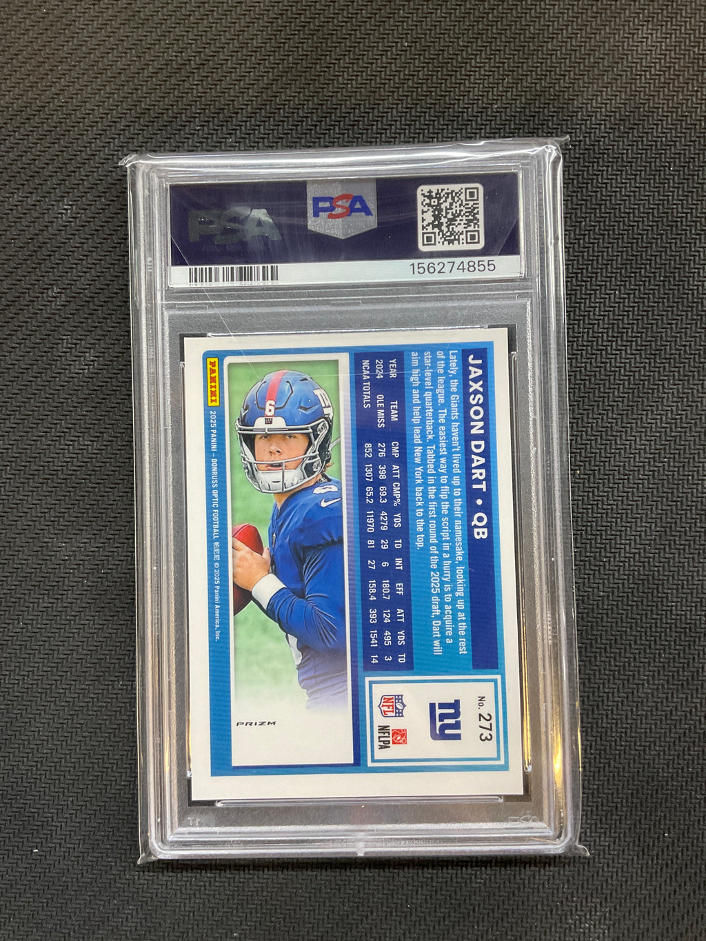 2025 Optic Jaxson Dart Teal Velocity #273 PSA 9 Giants