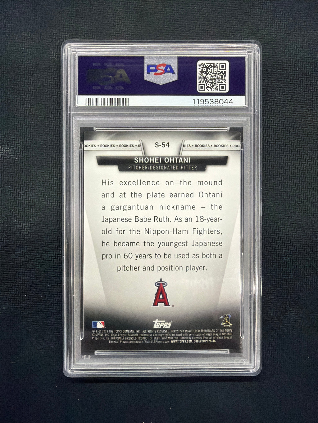 2018 Topps Shohei Ohtani Salute Rookie PSA 10 Angels