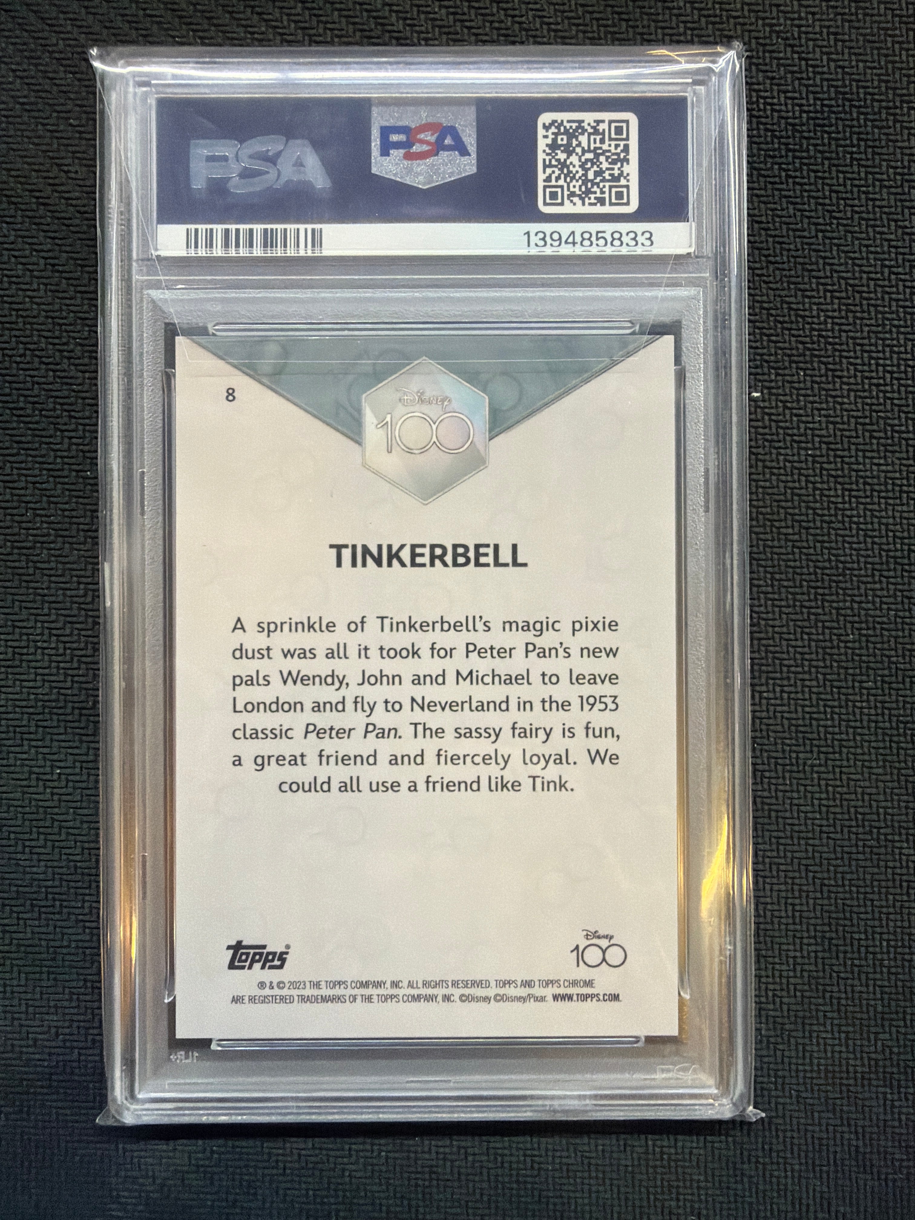 2023 Topps Chrome Disney 100 Tinker Bell Pink /399 PSA 9
