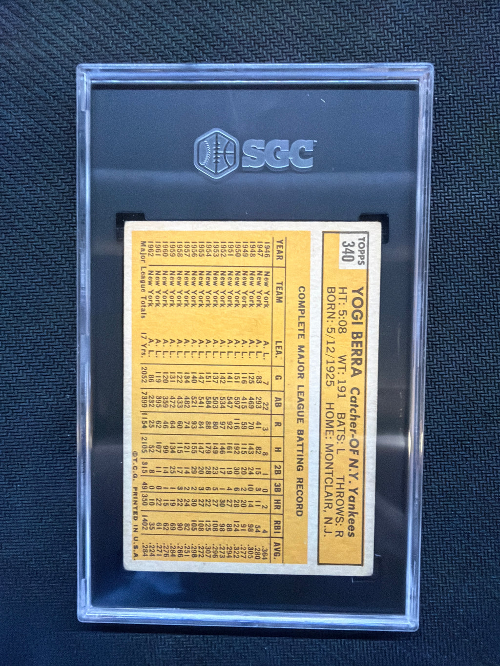 1963 Topps #340 Yogi Berra SGC 3