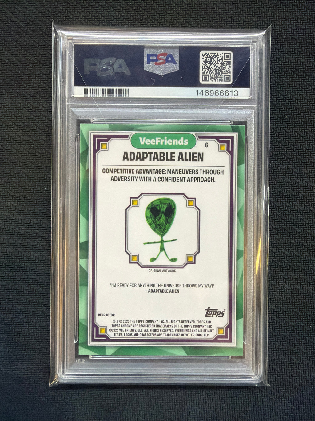 2025 Topps Chrome VeeFriends Adaptable Alien Refractor PSA 10