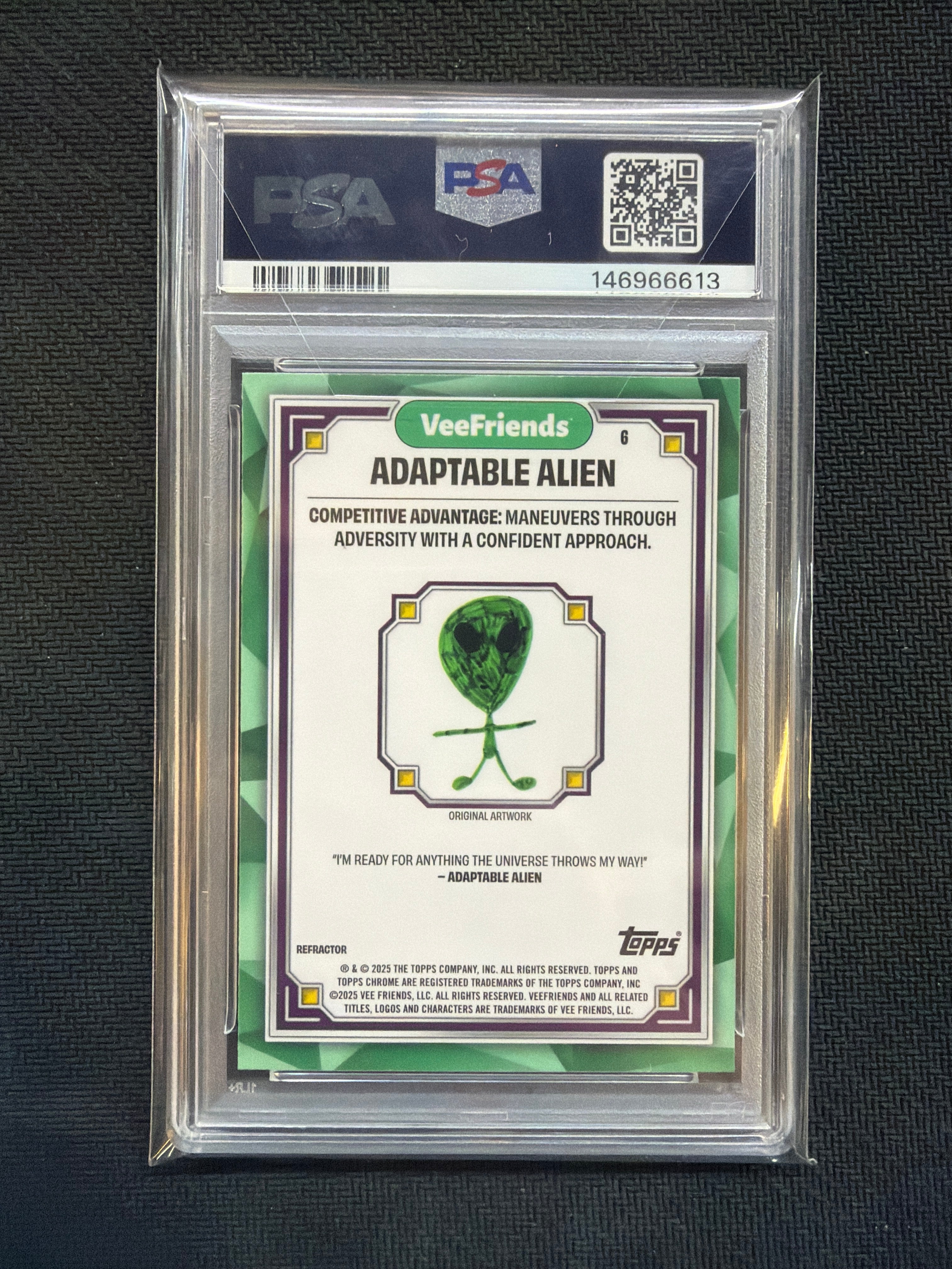2025 Topps Chrome VeeFriends Adaptable Alien Refractor PSA 10