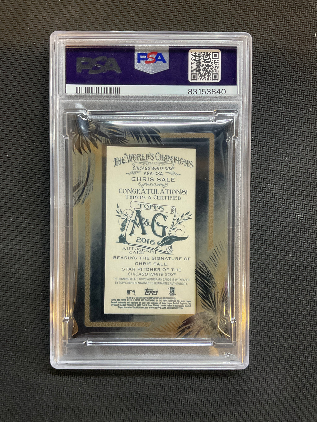 2016 Topps Allen & Ginter Chris Sale Auto /25 PSA 8 10