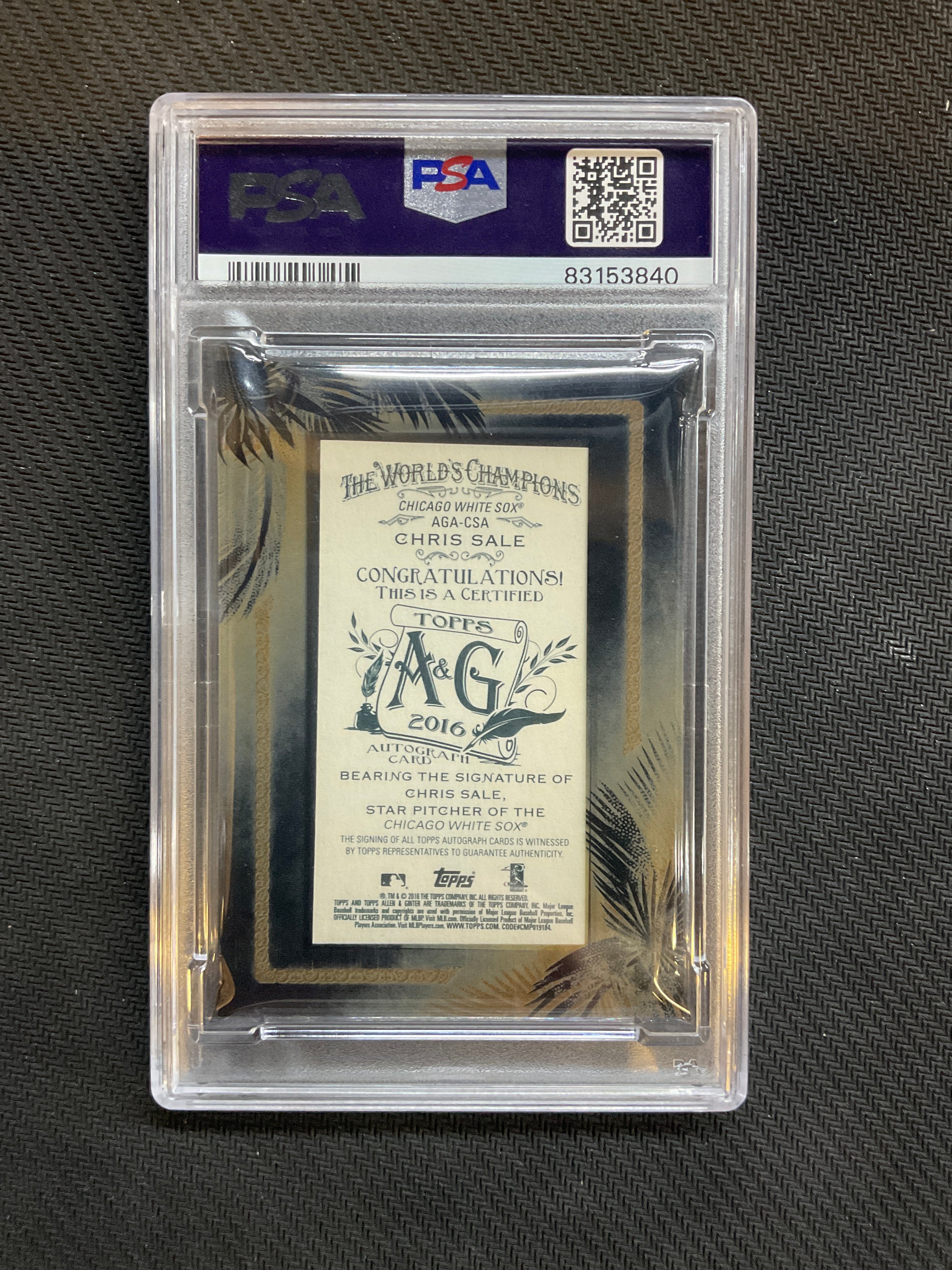 2016 Topps Allen & Ginter Chris Sale Auto /25 PSA 8 10