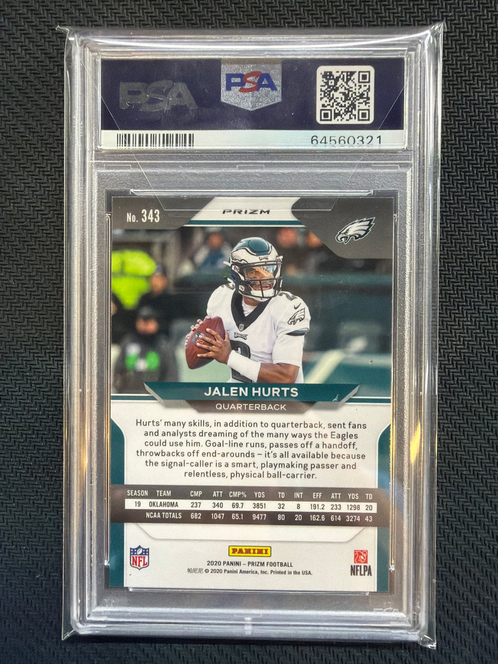 2020 Panini Prizm Jalen Hurts Green Prizm #343 PSA 9 Eagles