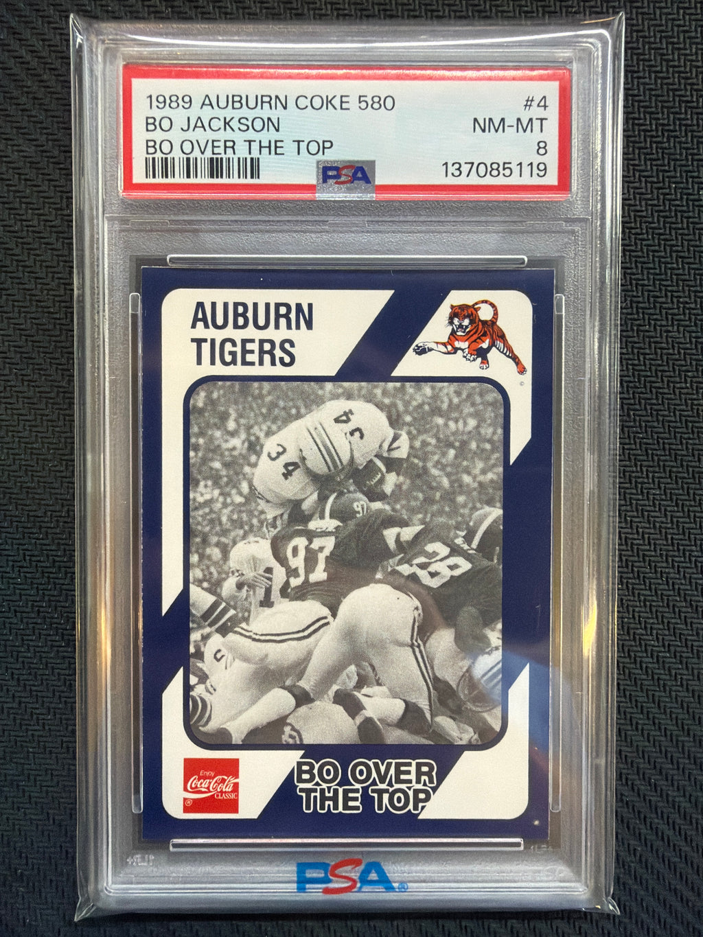 1989 Auburn Coke 580 Bo Jackson Bo Over The Top #4 PSA 8 Auburn