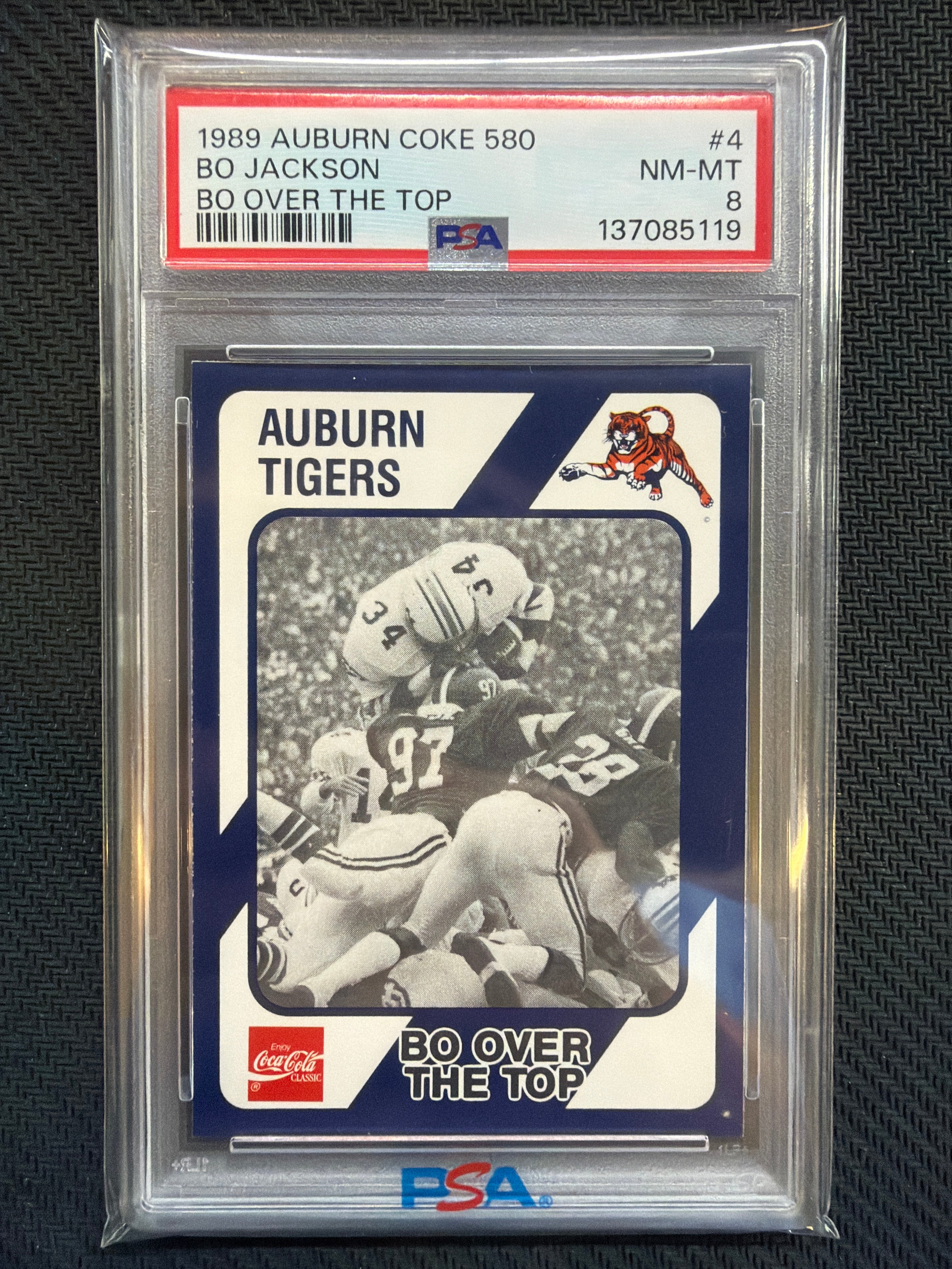 1989 Auburn Coke 580 Bo Jackson Bo Over The Top #4 PSA 8 Auburn