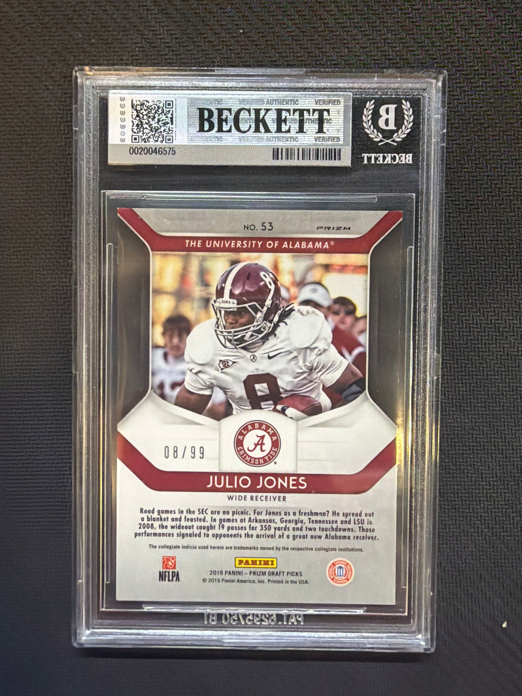 2019 Prizm Draft Picks Julio Jones Red White Blue /99 BGS 8.5 Alabama