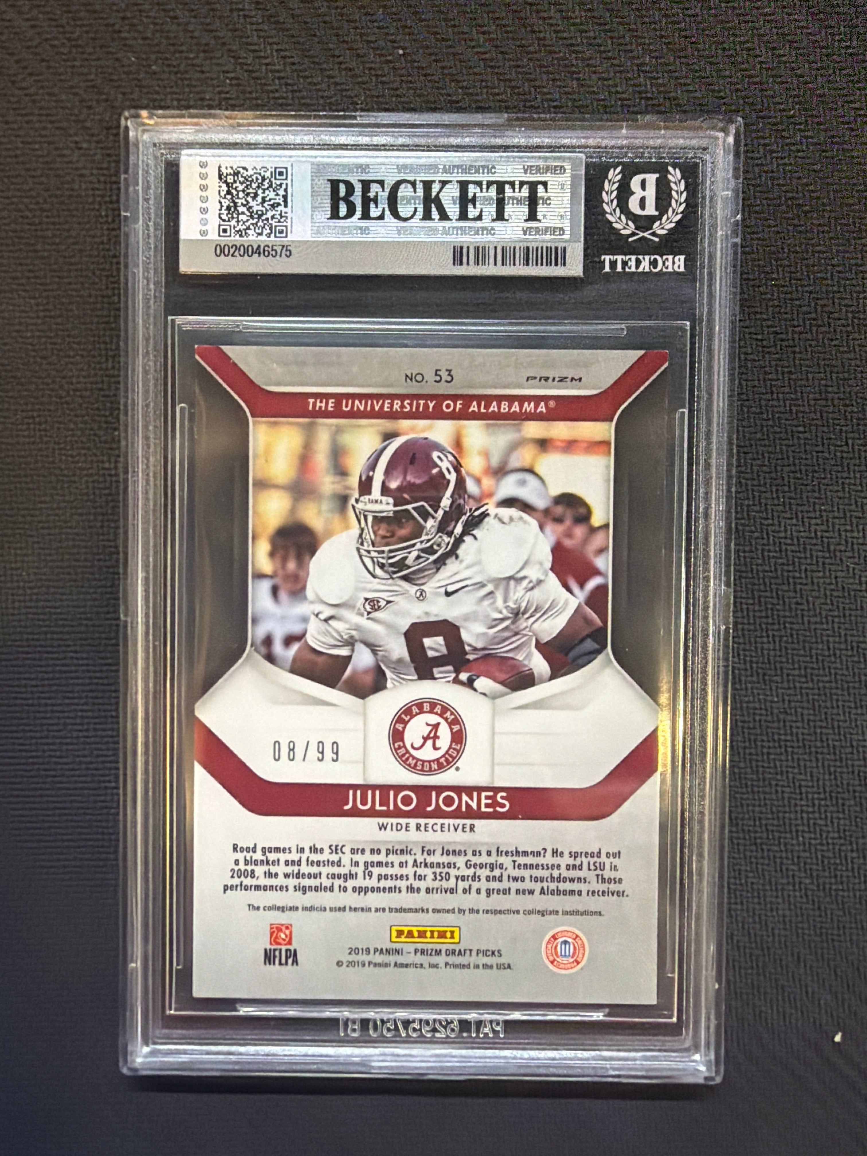 2019 Prizm Draft Picks Julio Jones Red White Blue /99 BGS 8.5 Alabama