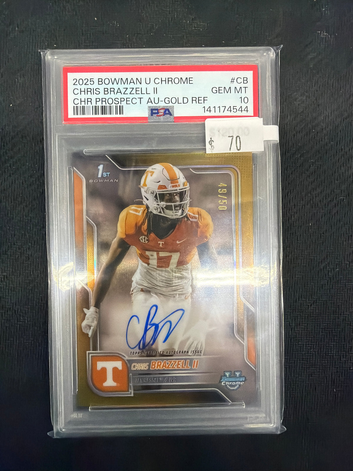 2025 Bowman U Chrome Chris Brazzell II Gold Auto /50 PSA 10 Tennessee