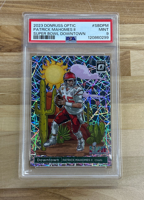 2023 Optic Patrick Mahomes II Super Bowl Downtown PSA 9