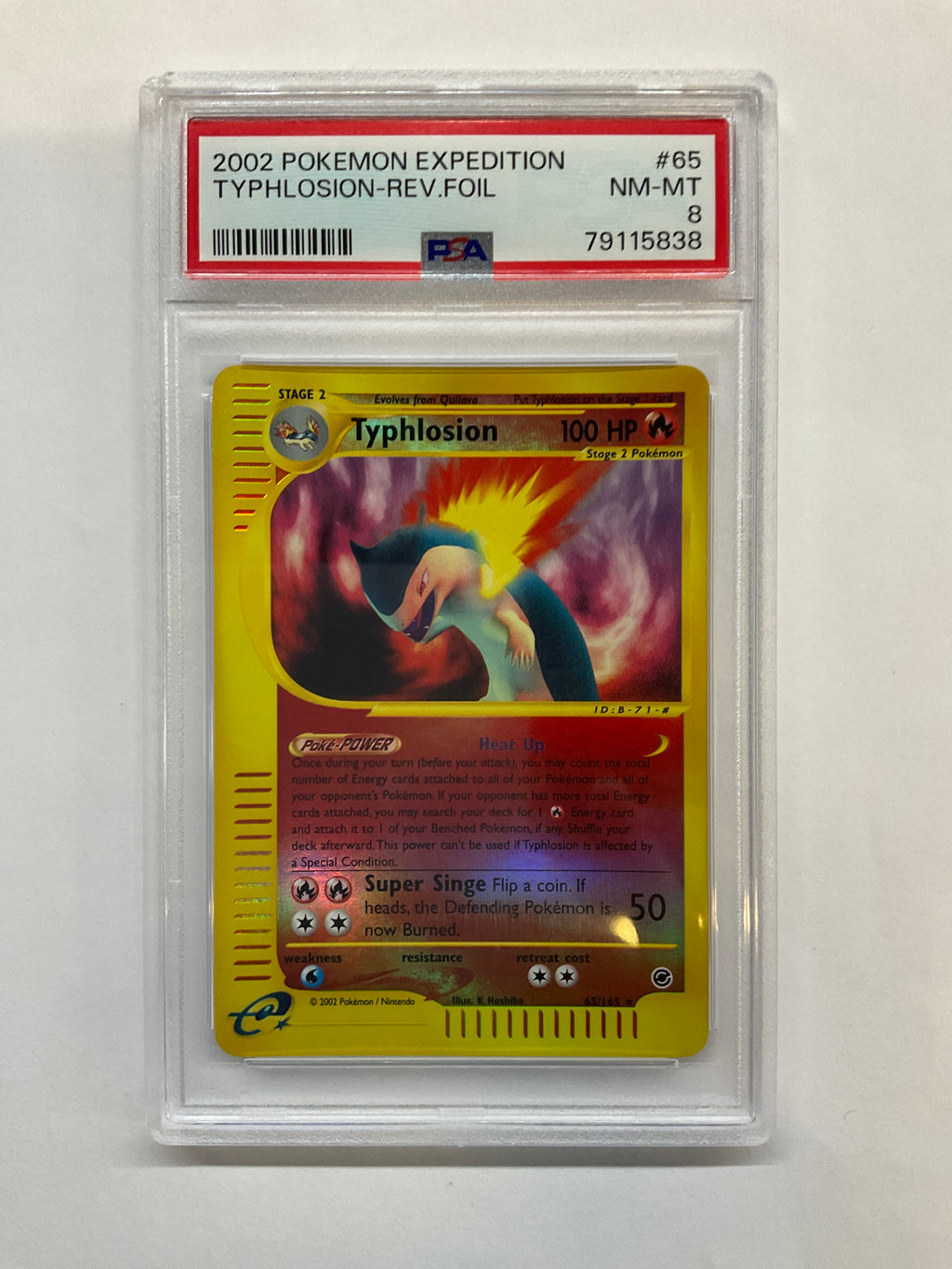 2002 Pokemon Expedition Typhlosion Rev Foil 65 PSA 8