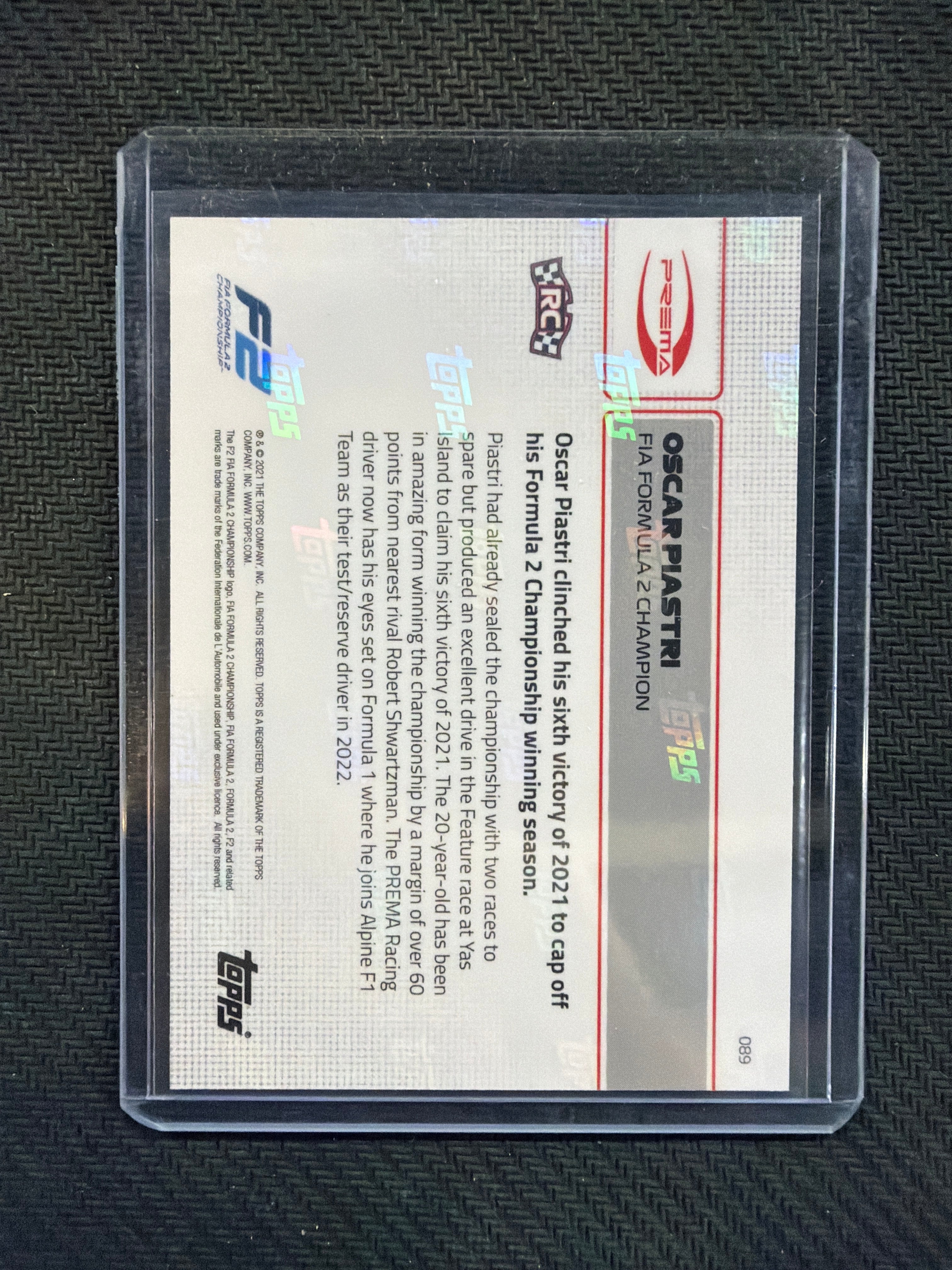 2021 Topps Now Oscar Piastri Rookie #089 F2 Champion