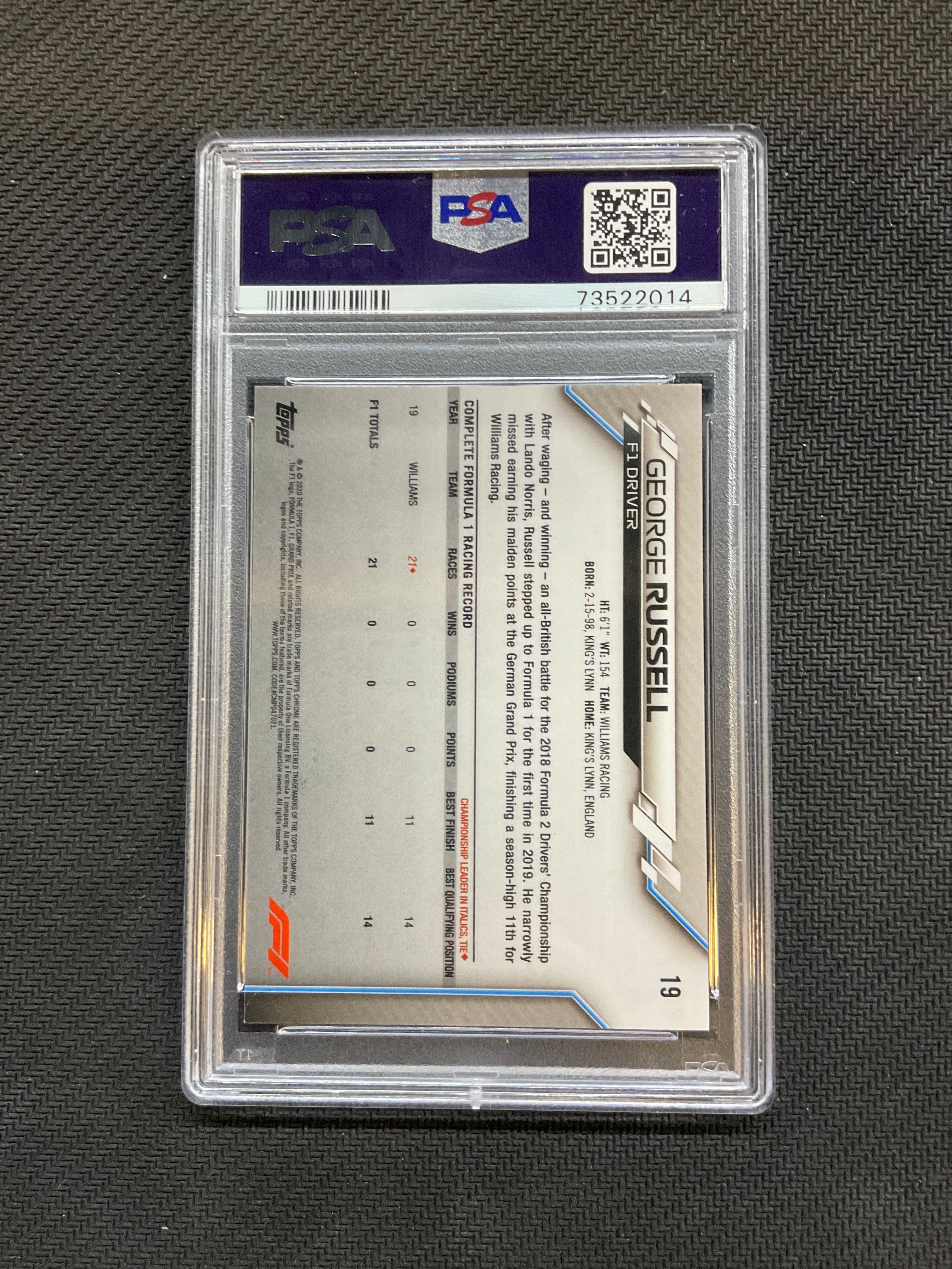 2020 Topps Chrome F1 Sapphire George Russell Rookie #19 PSA 9  014