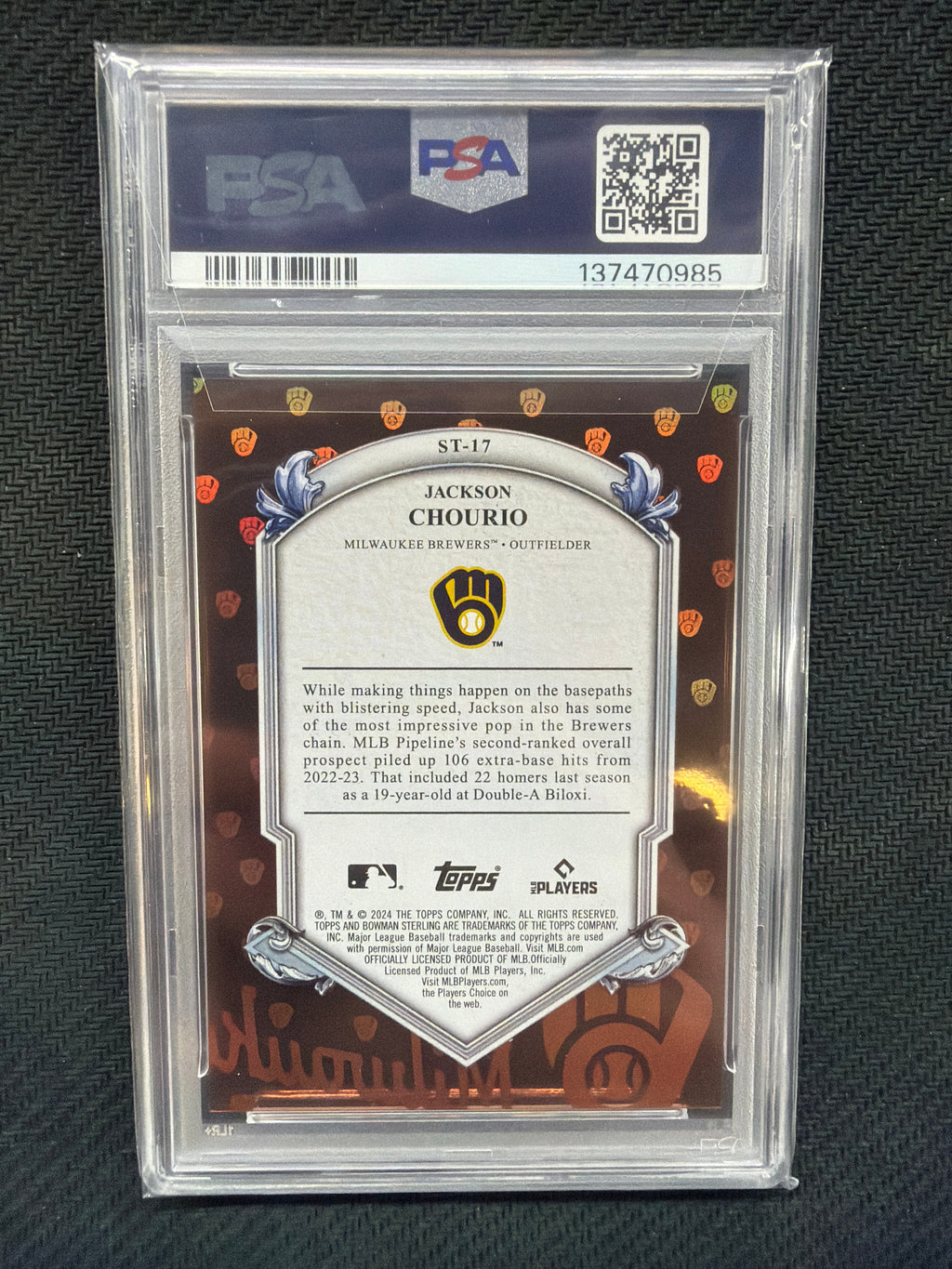 2024 Bowman Sterling Jackson Chourio Tek Rose Gold /15 PSA 10