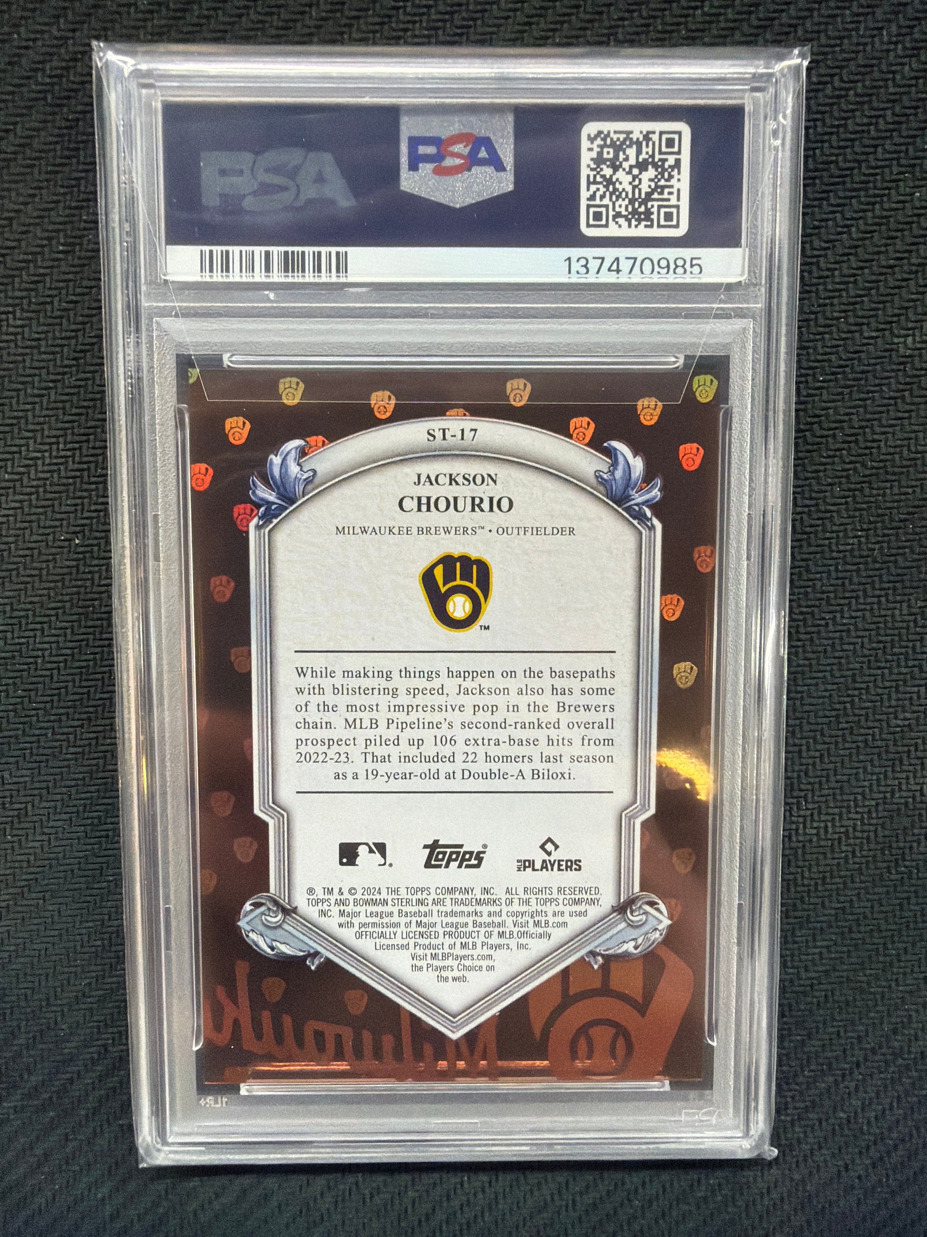 2024 Bowman Sterling Jackson Chourio Tek Rose Gold /15 PSA 10