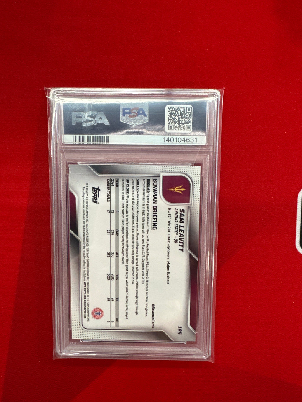 20225 Bowman U Sam Leavitt Orange /25 PSA 9 LSU