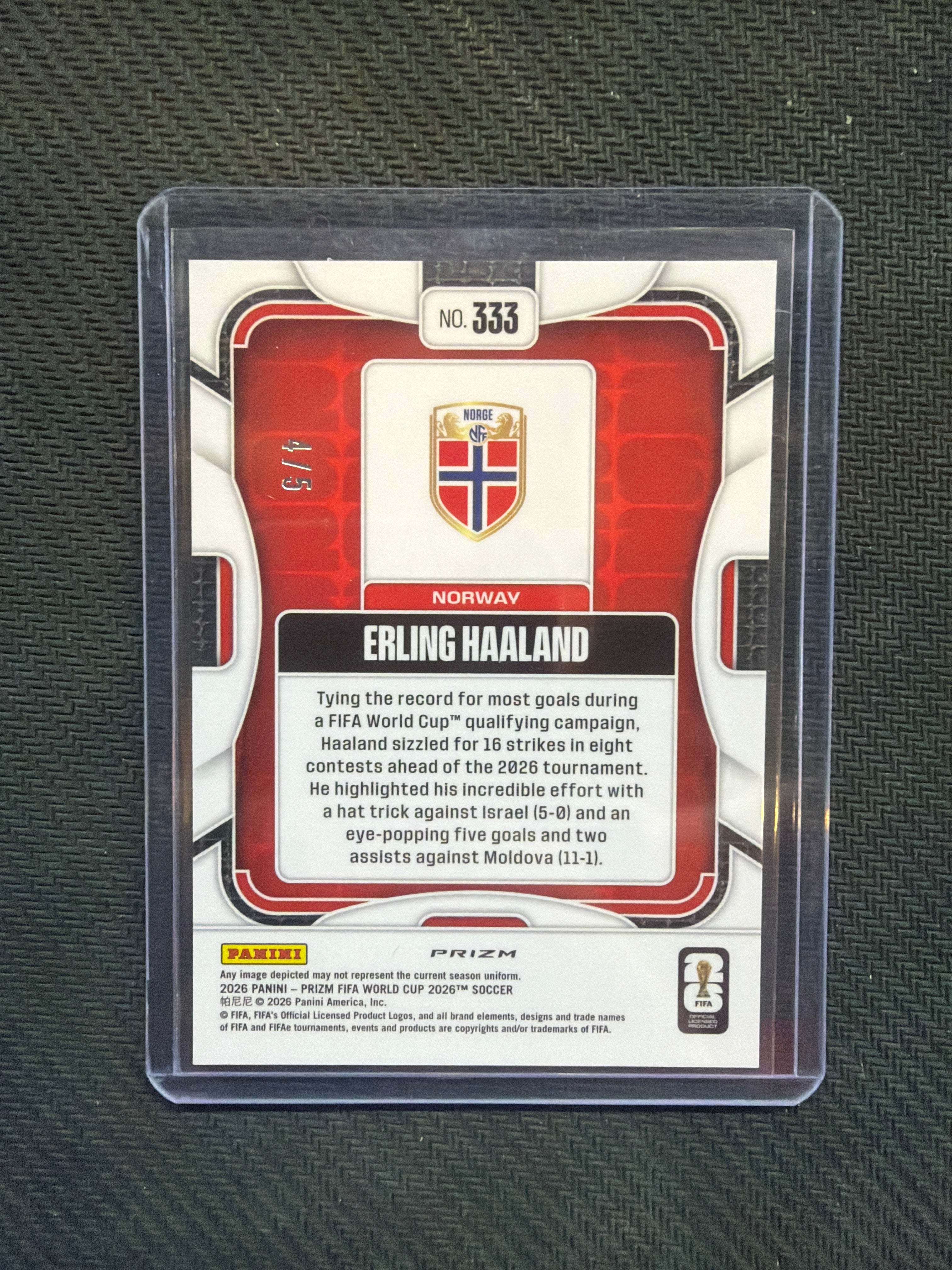 2026 Panini Prizm FIFA World Cup Soccer Erling Haaland Green Wave /5 Norway