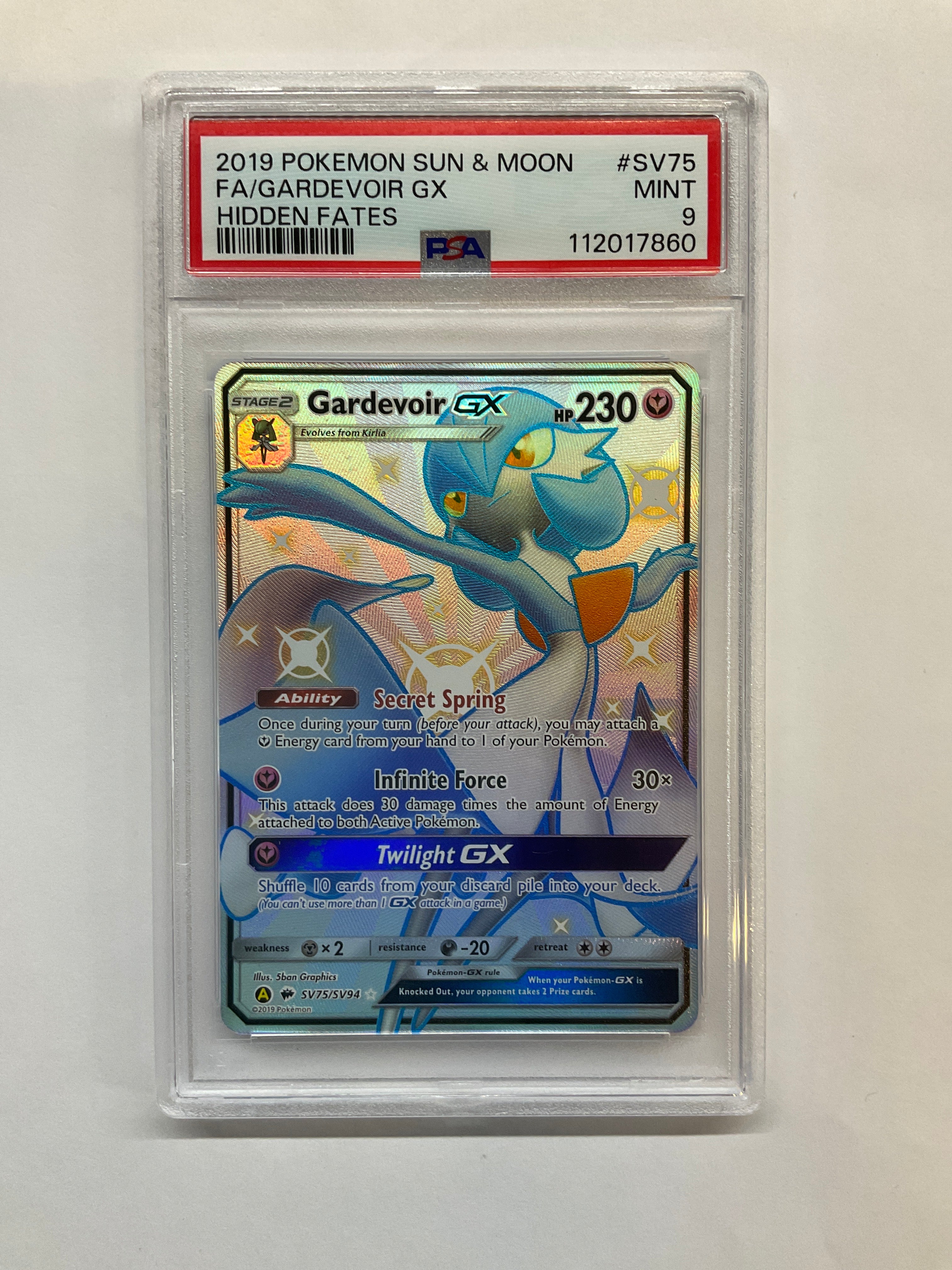 2019 Pokemon Sun & Moon Gardevoir GX SV75 PSA 9 Hidden Fates