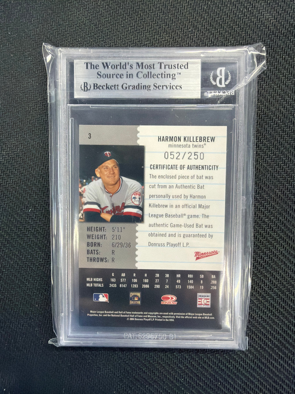 2005 Leaf Century Harmon Killebrew /250 BGS 7