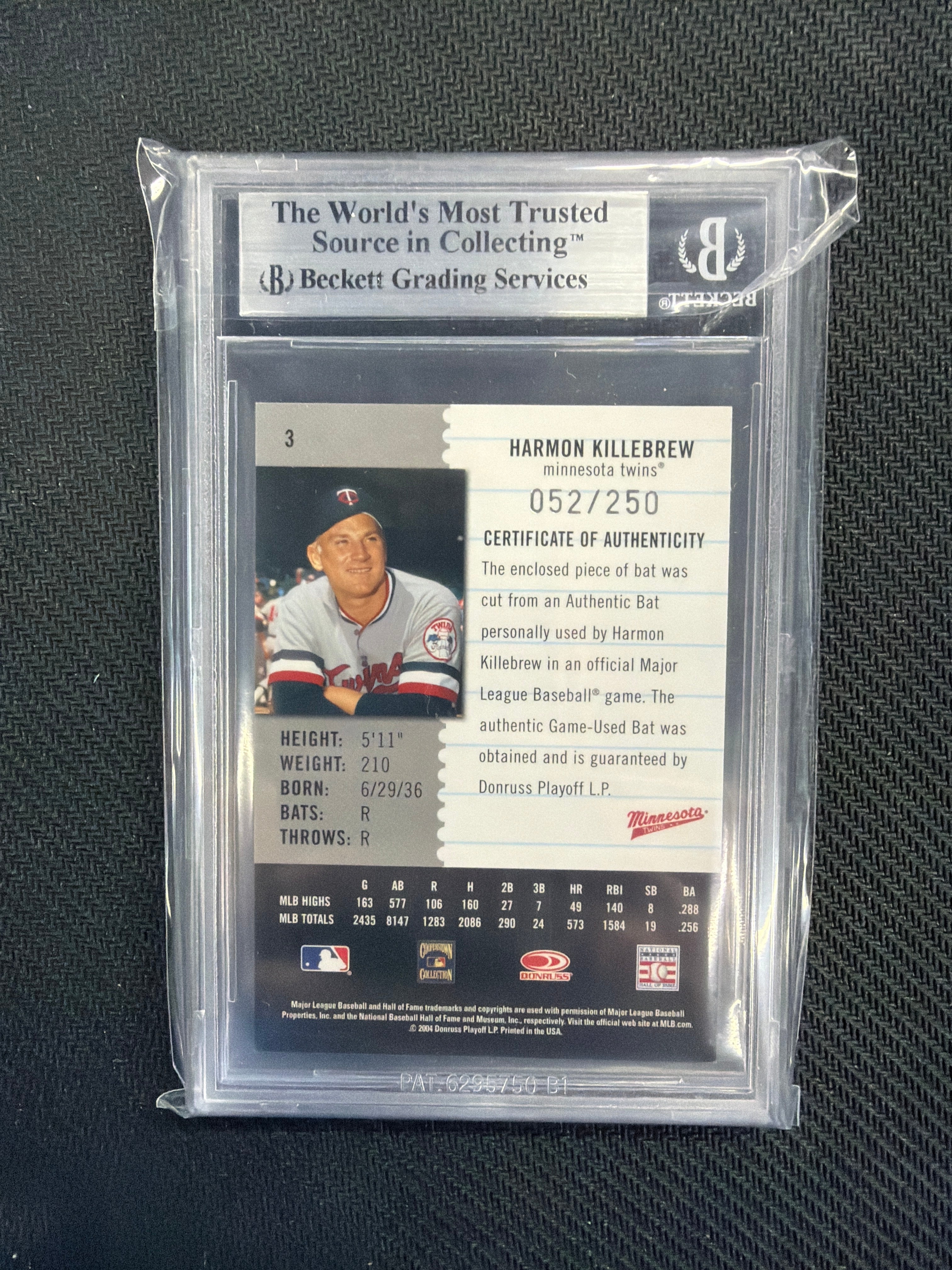2005 Leaf Century Harmon Killebrew /250 BGS 7