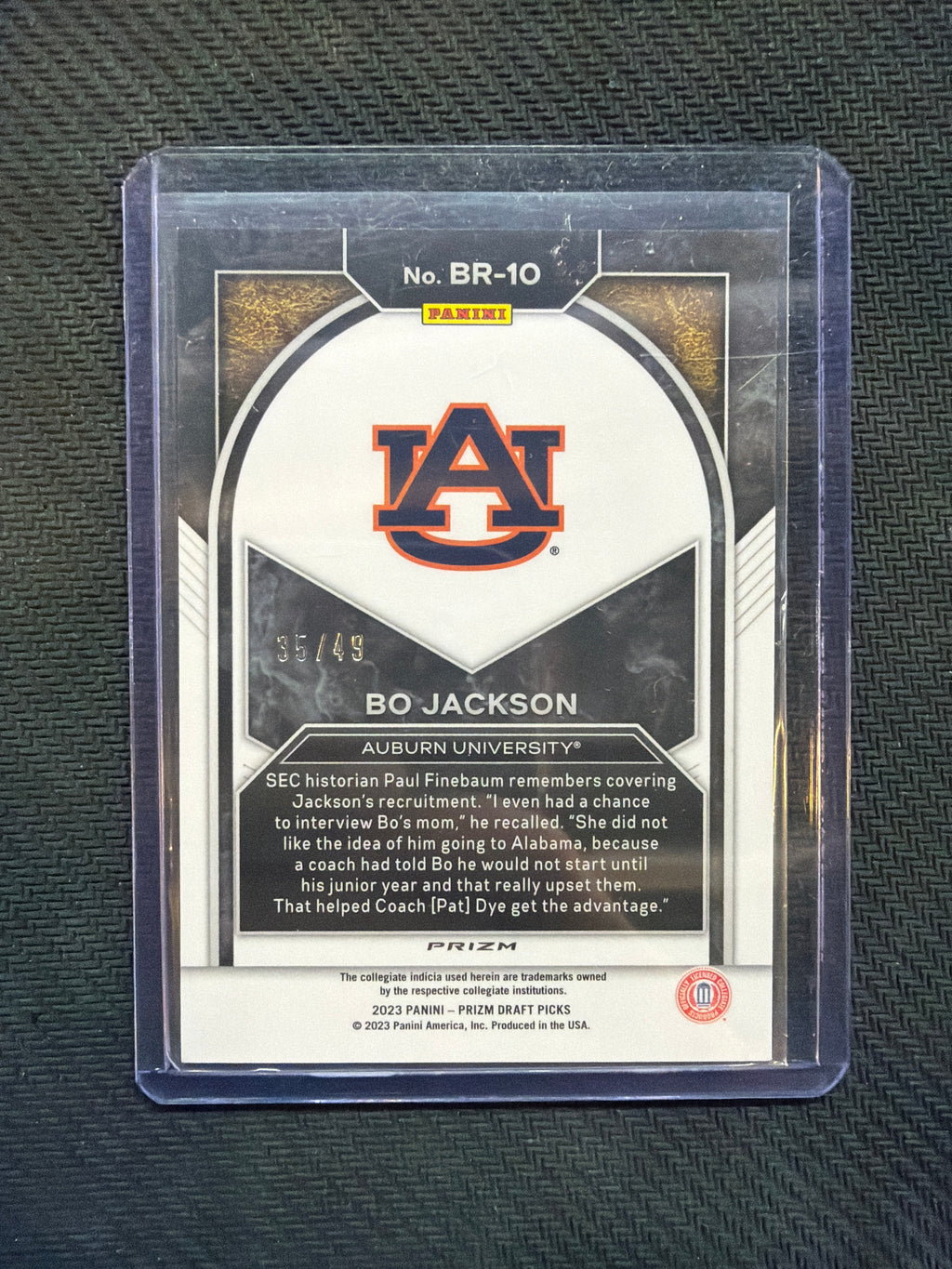 2023 Prizm Draft Picks Bo Jackson Brilliance Orange Pulsar /49 Auburn