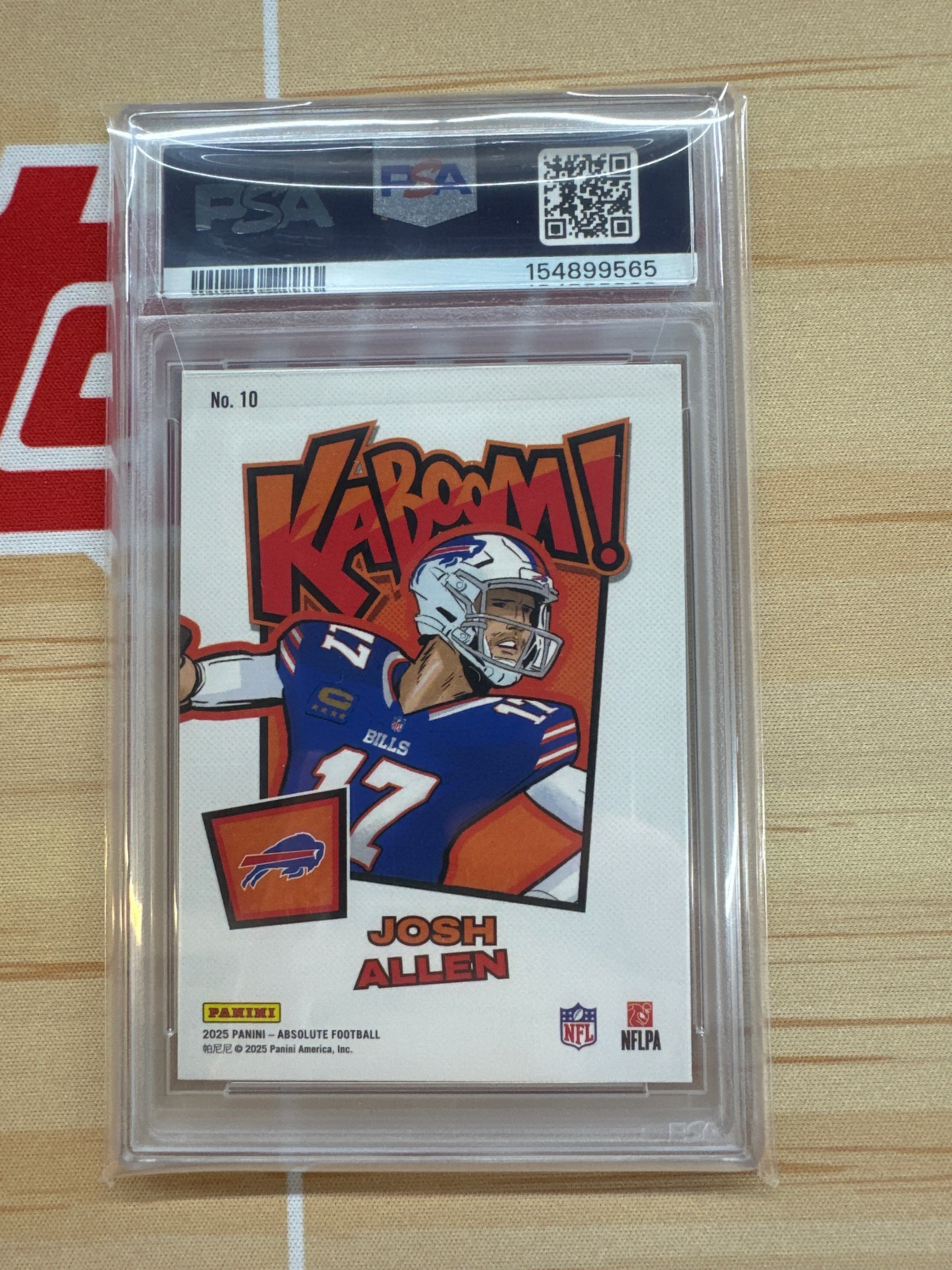 2025 Panini Absolute Josh Allen Kaboom! Vertical #10 PSA 8