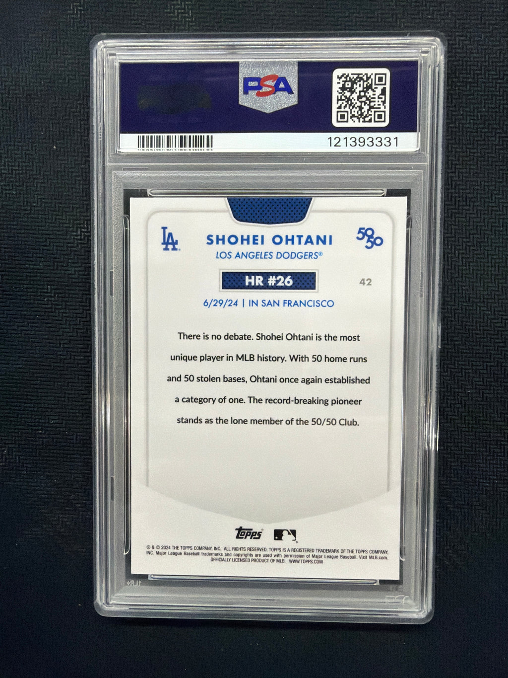 2024 Topps 50/50 Shohei Ohtani Chrome LA Logofractor PSA 9 Dodgers
