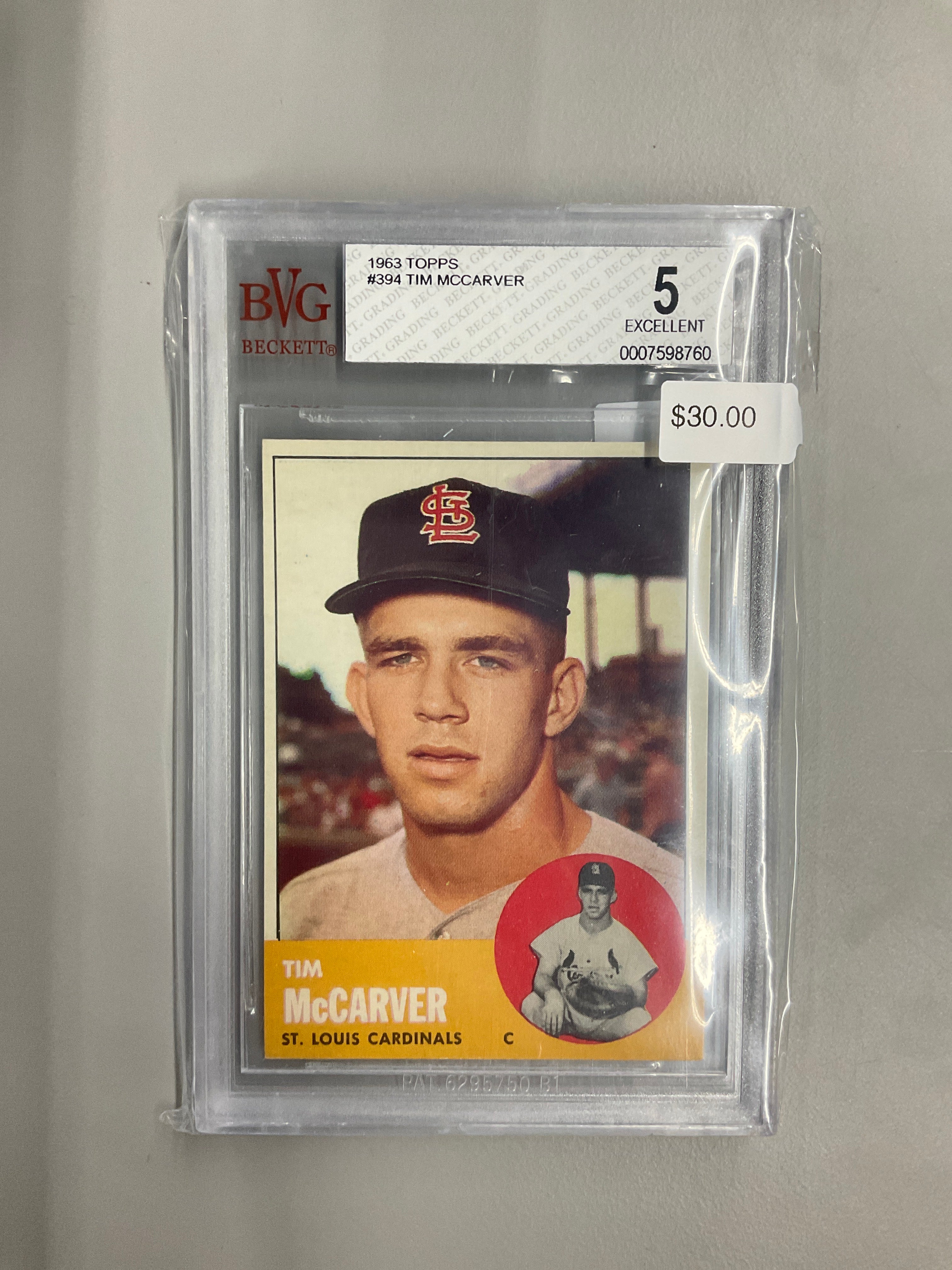 1963 Topps Tim Mccarver #394 BVG 5 Cardinals