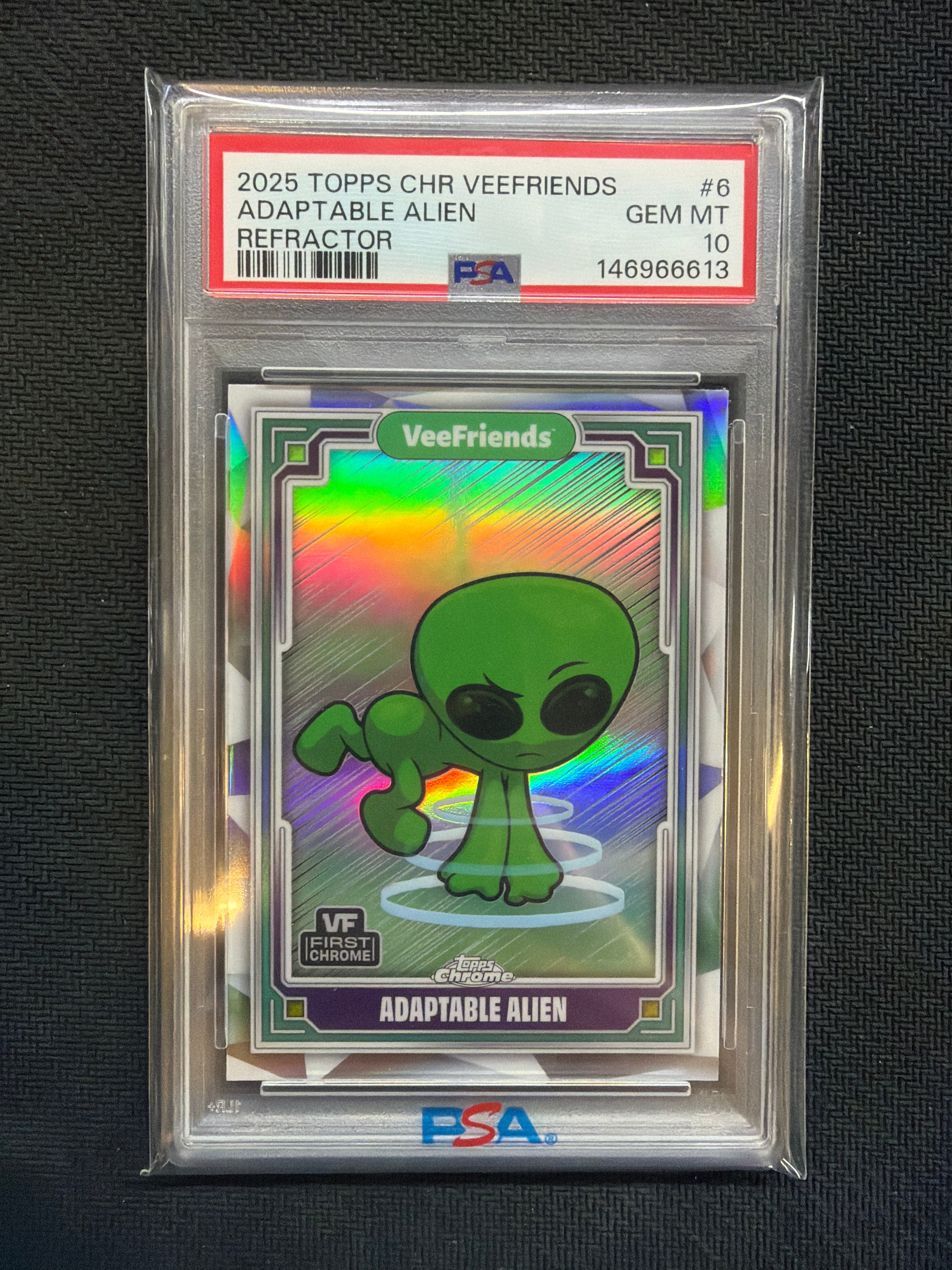 2025 Topps Chrome VeeFriends Adaptable Alien Refractor PSA 10