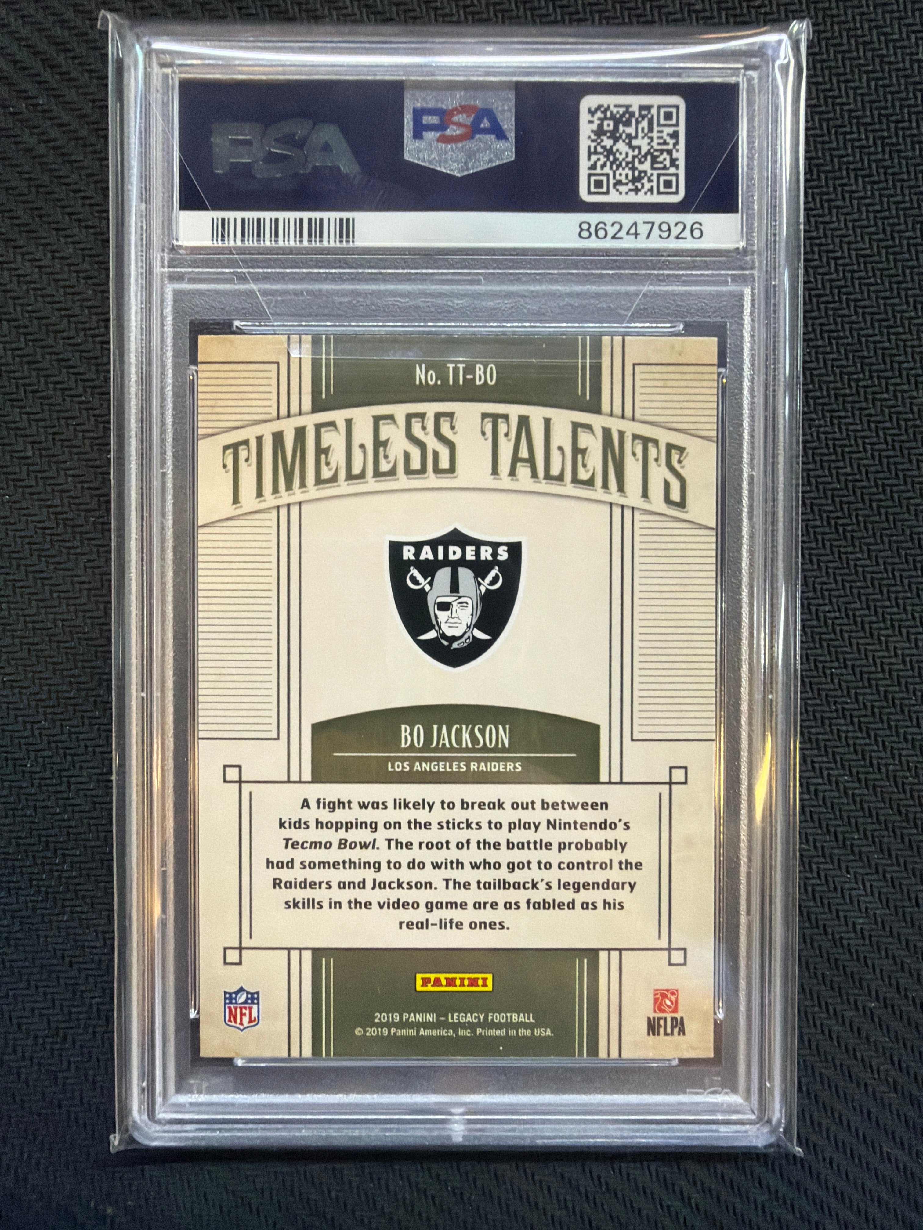 2019 Panini Legacy Bo Jackson Timeless Talents #TTBO PSA 8 Raiders