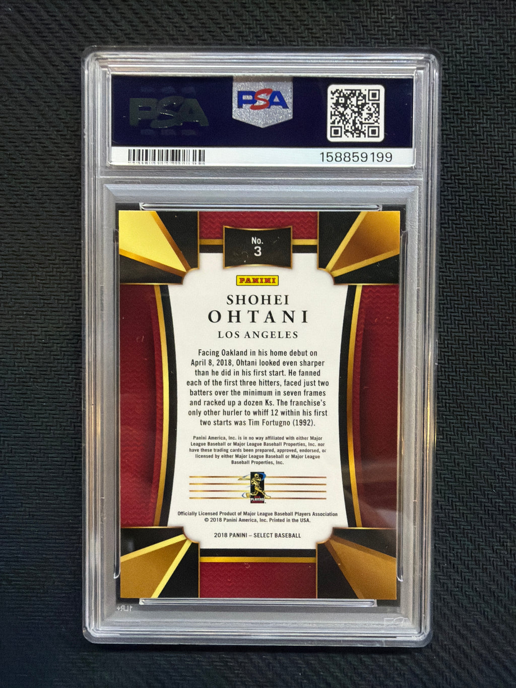 2018 Panini Chronicles Shohei Ohtani Select PSA 9