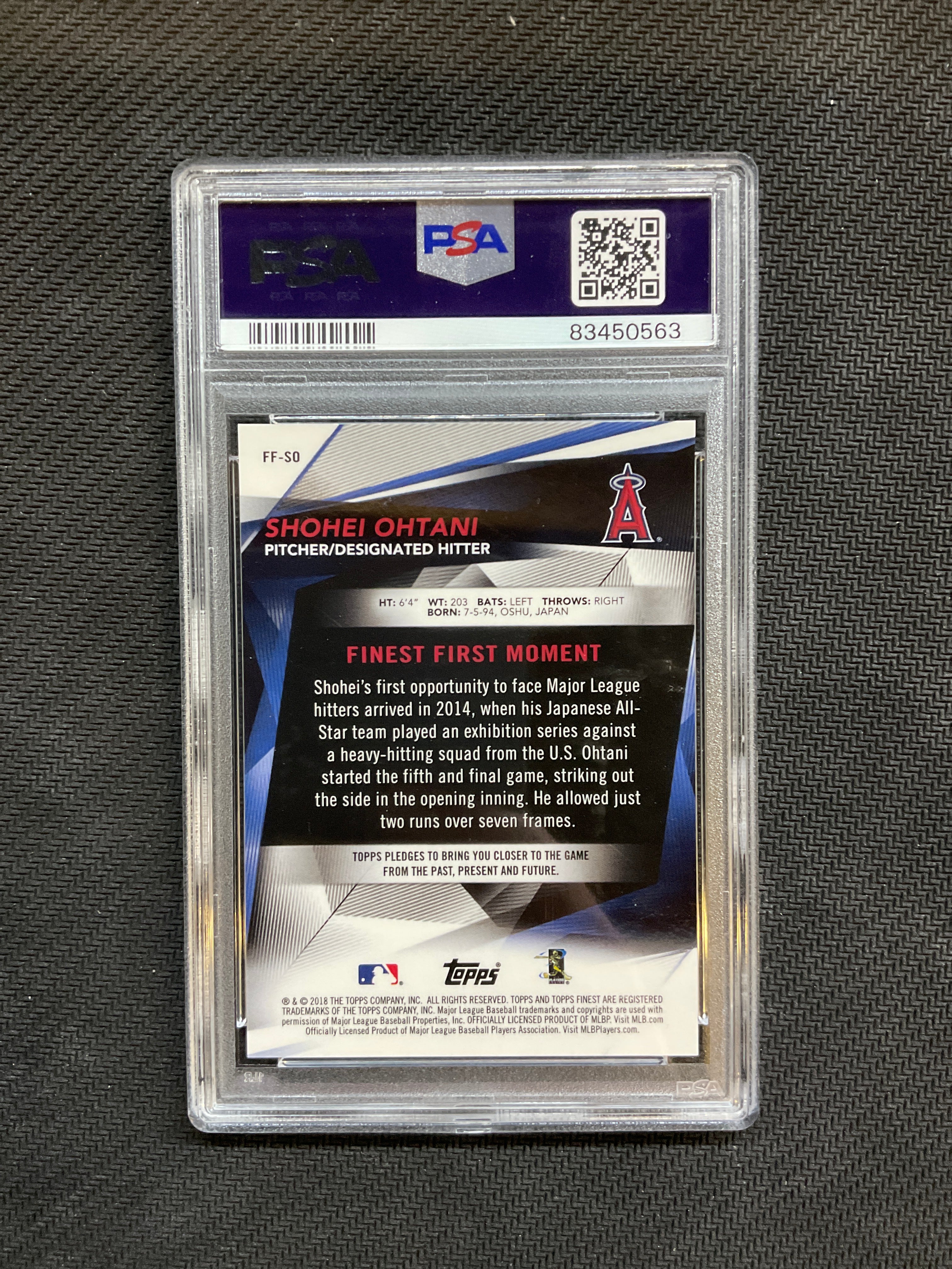 2018 Finest Shohei Ohtani Finest Firsts PSA 10 Angels