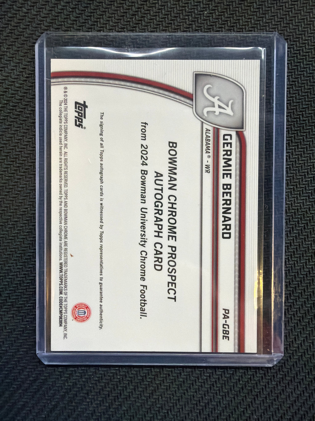 2024 Bowman U Germie Bernard Gold Auto /50 Alabama