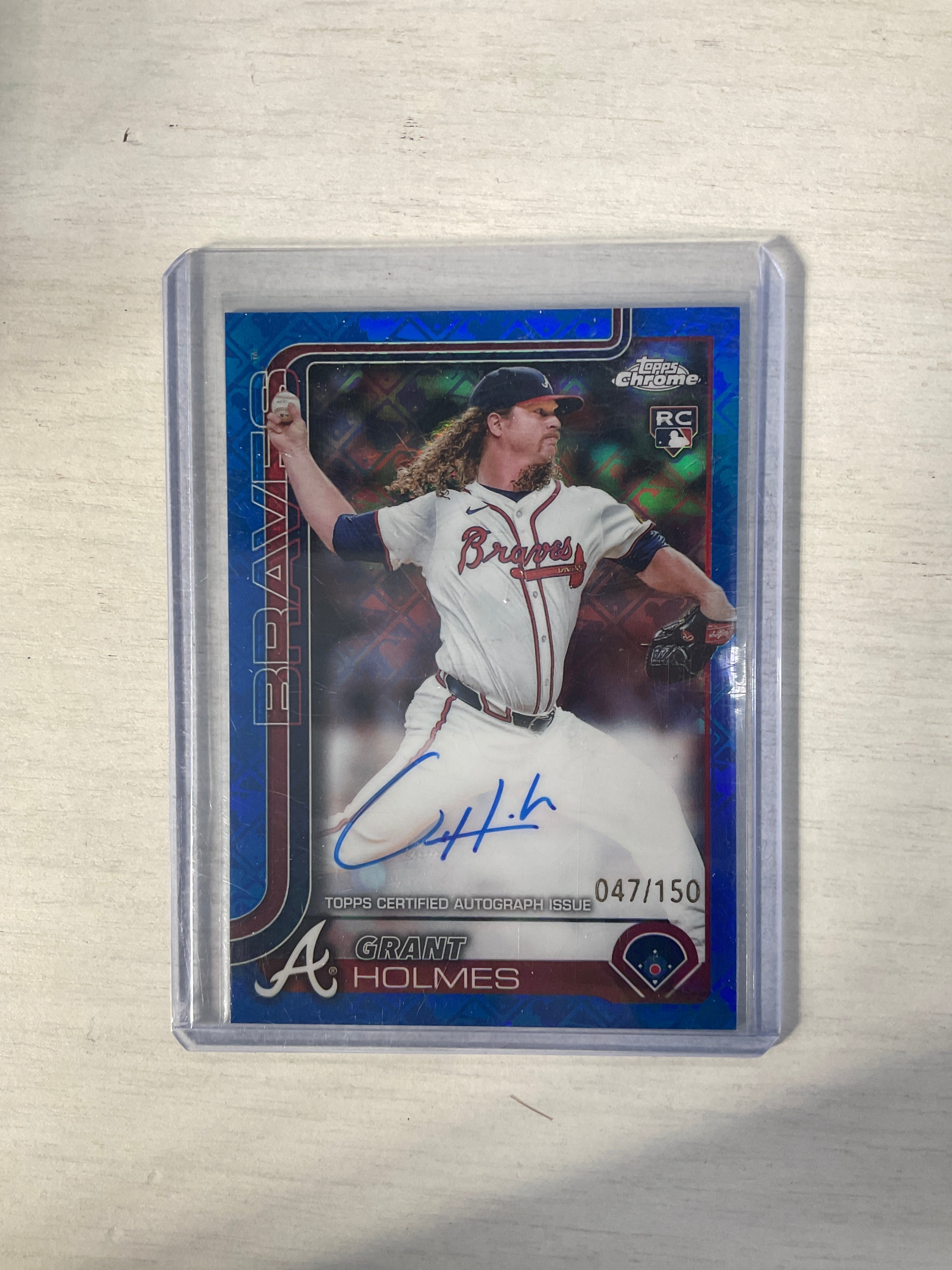 2025 Topps Chrome Grant Holmes Blue Logofractor Auto /150