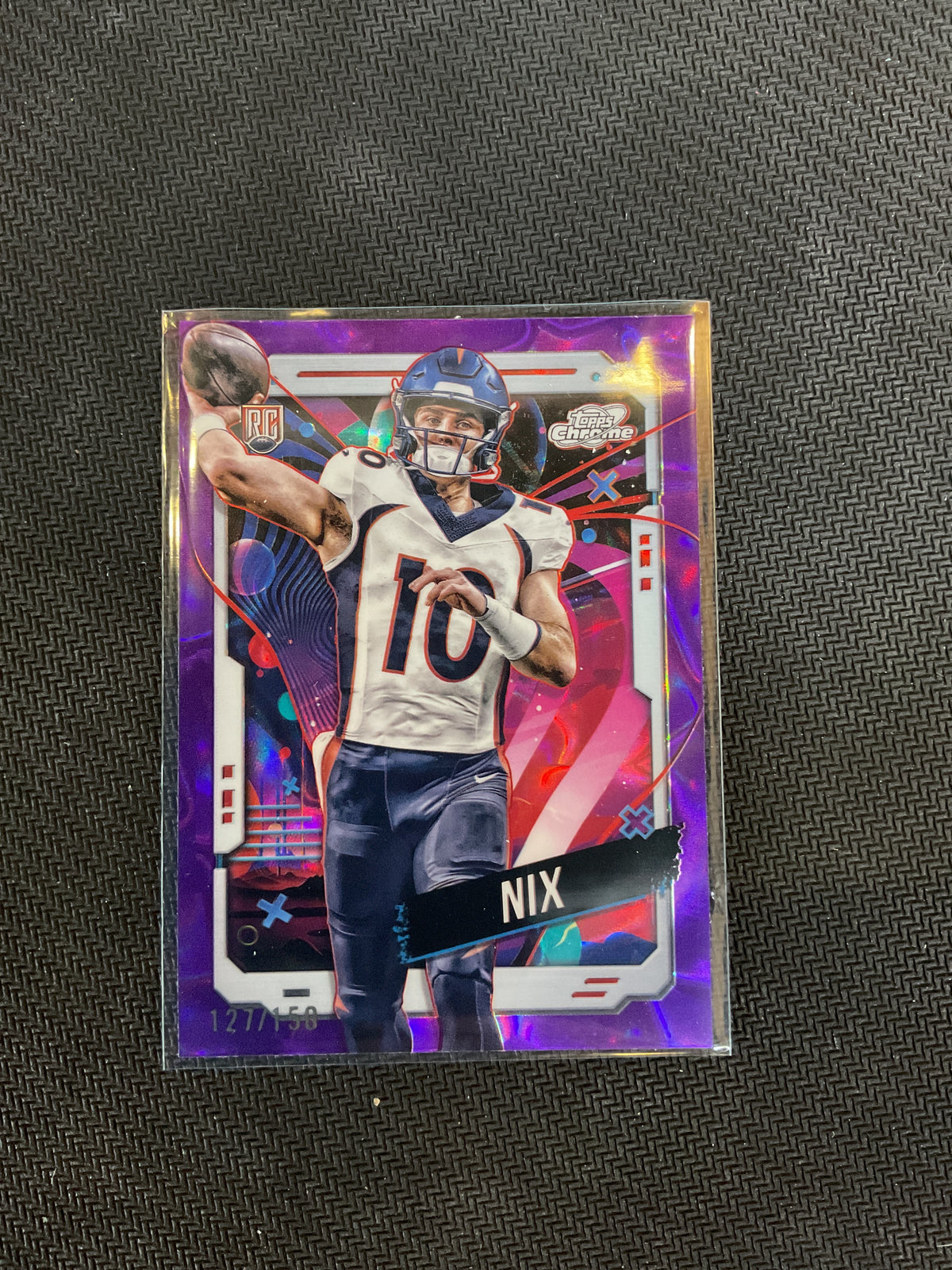 2024 Topps Chrome Cosmic Bo Nix Purple Nebula /150 Rookie Broncos